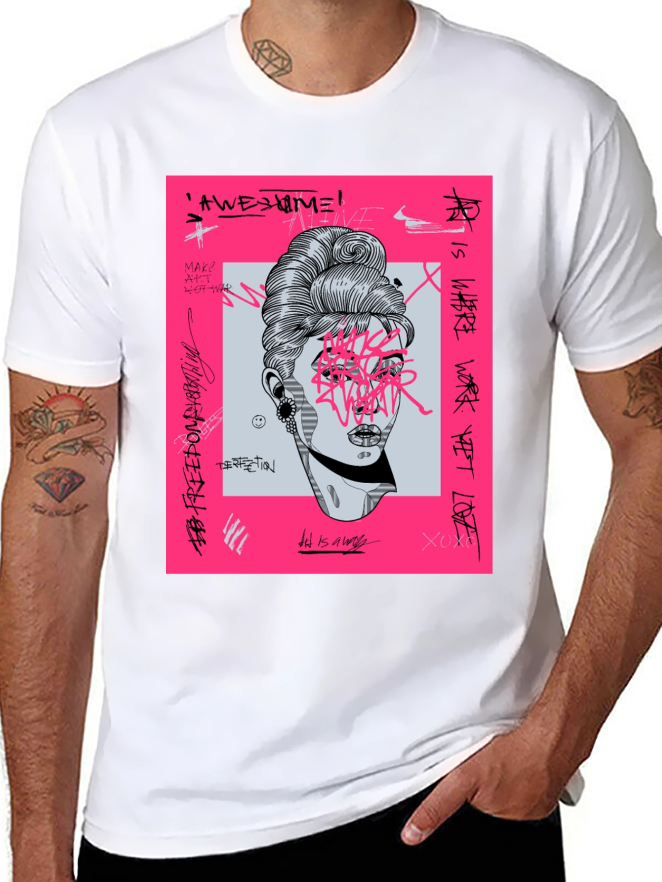Edgy Graphic Tee - Black T-Shirt with Artistic Print