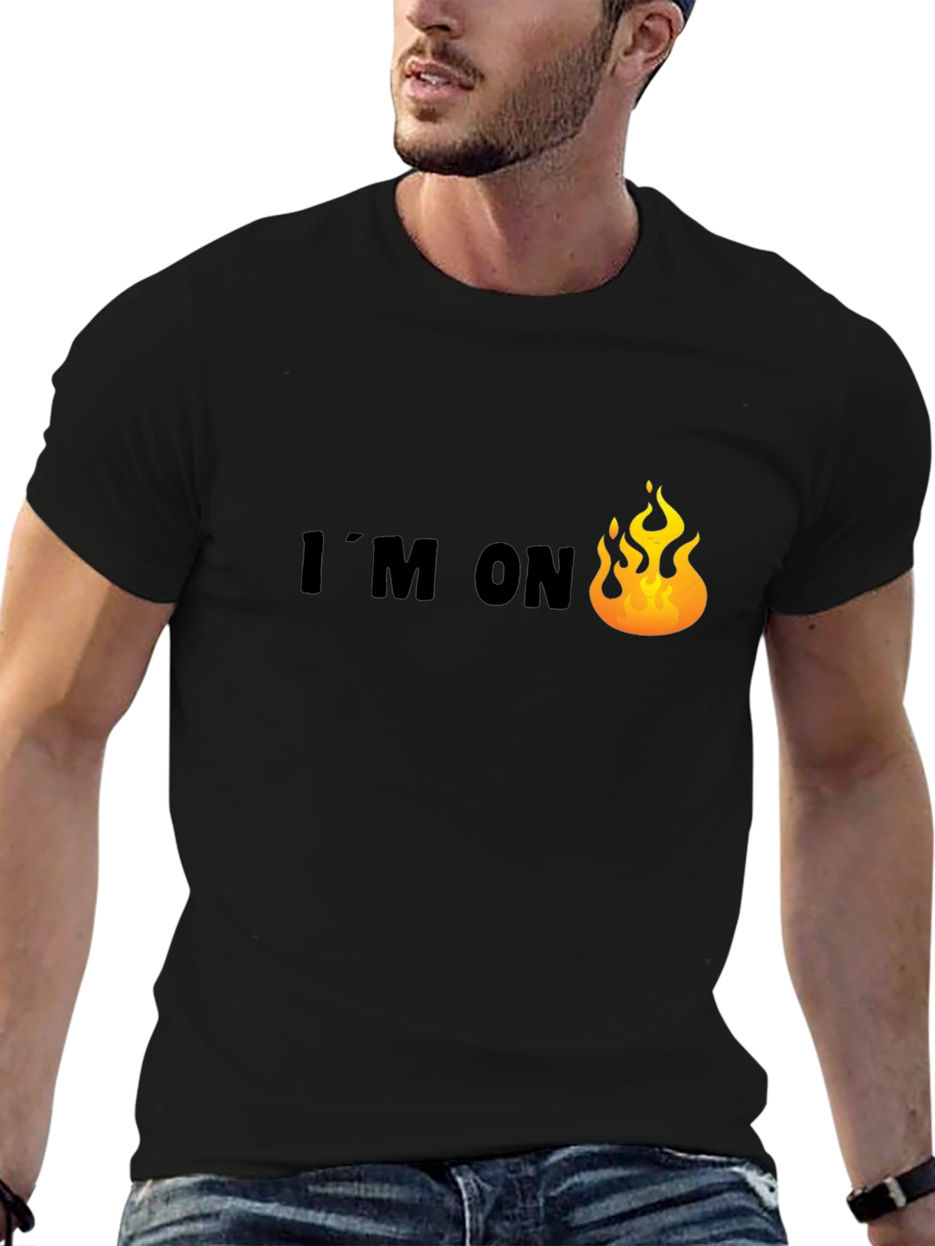 Im On Fire Graphic Tee - Black Cotton T-Shirt