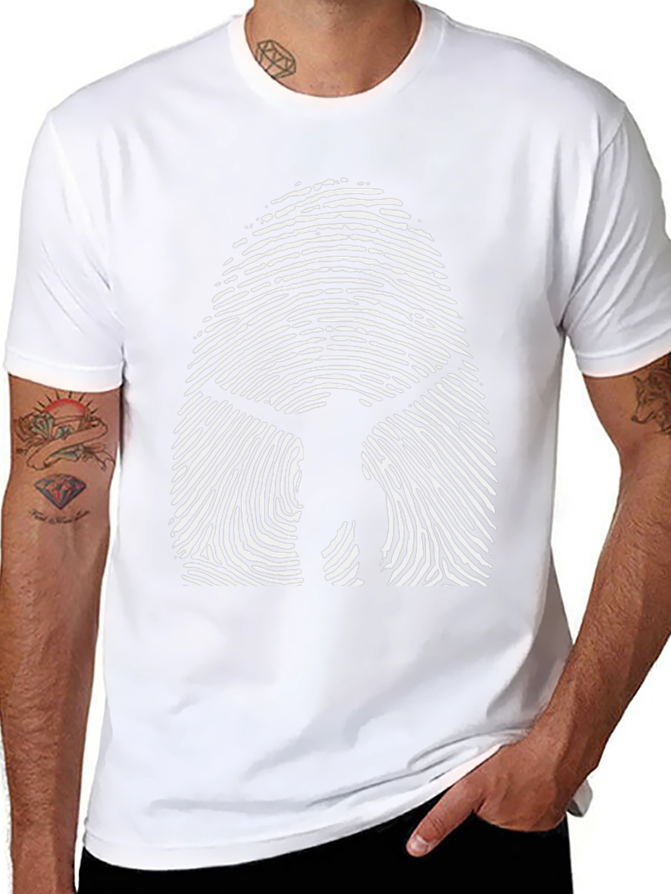 Vitruvian Man Fingerprint T-Shirt