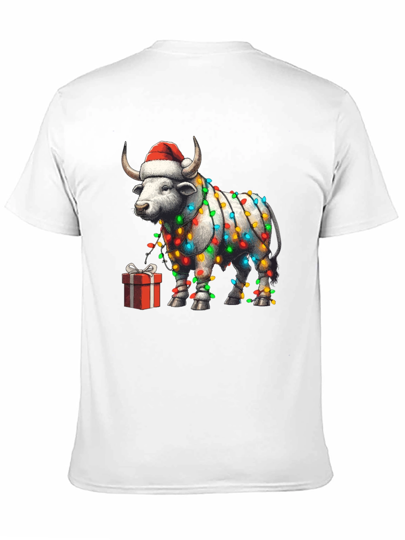 Festive Bull Christmas Lights T-Shirt