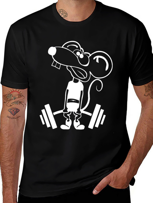 Funny Lifting Mouse Graphic T-Shirt
