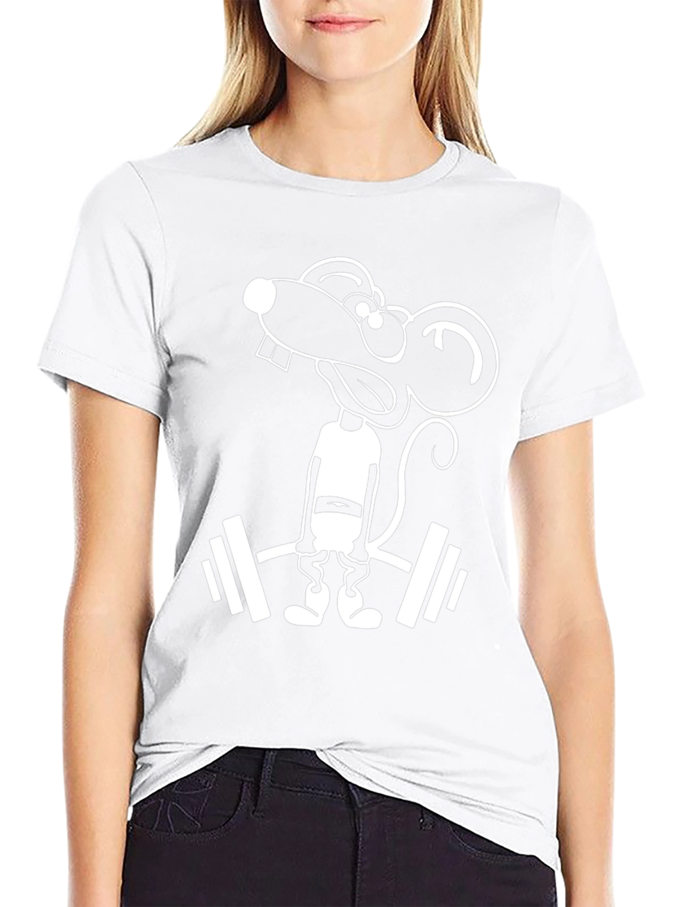 Funny Lifting Mouse Graphic T-Shirt