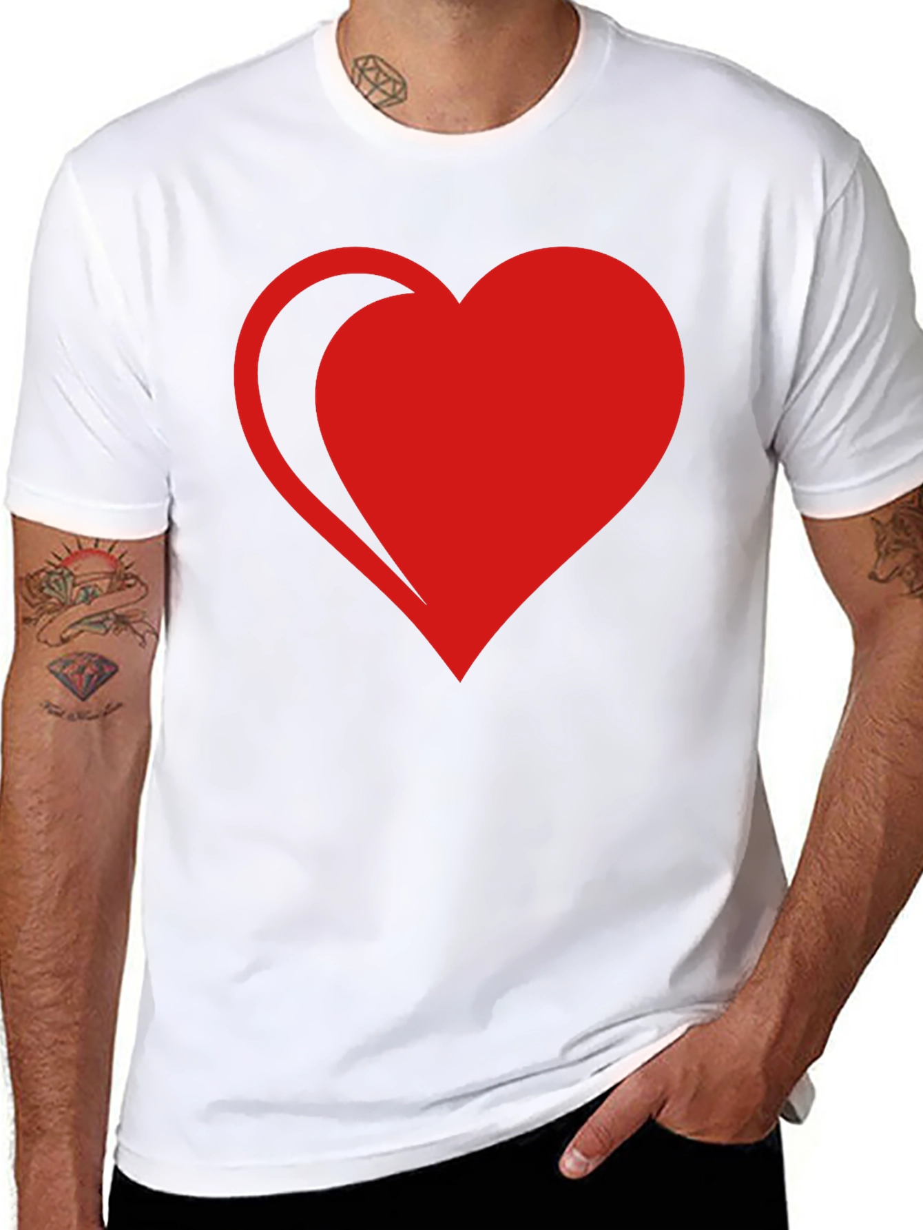 Red Heart Graphic Black T-Shirt