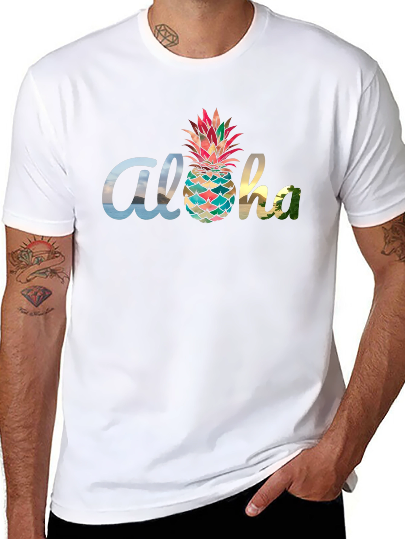 Aloha Pineapple Graphic Black T-Shirt
