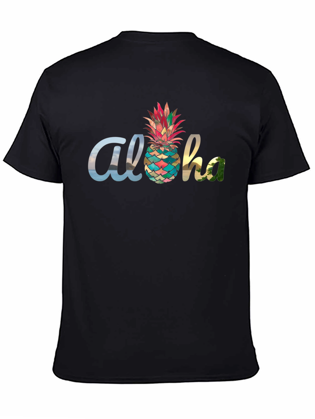 Aloha Pineapple Graphic Black T-Shirt