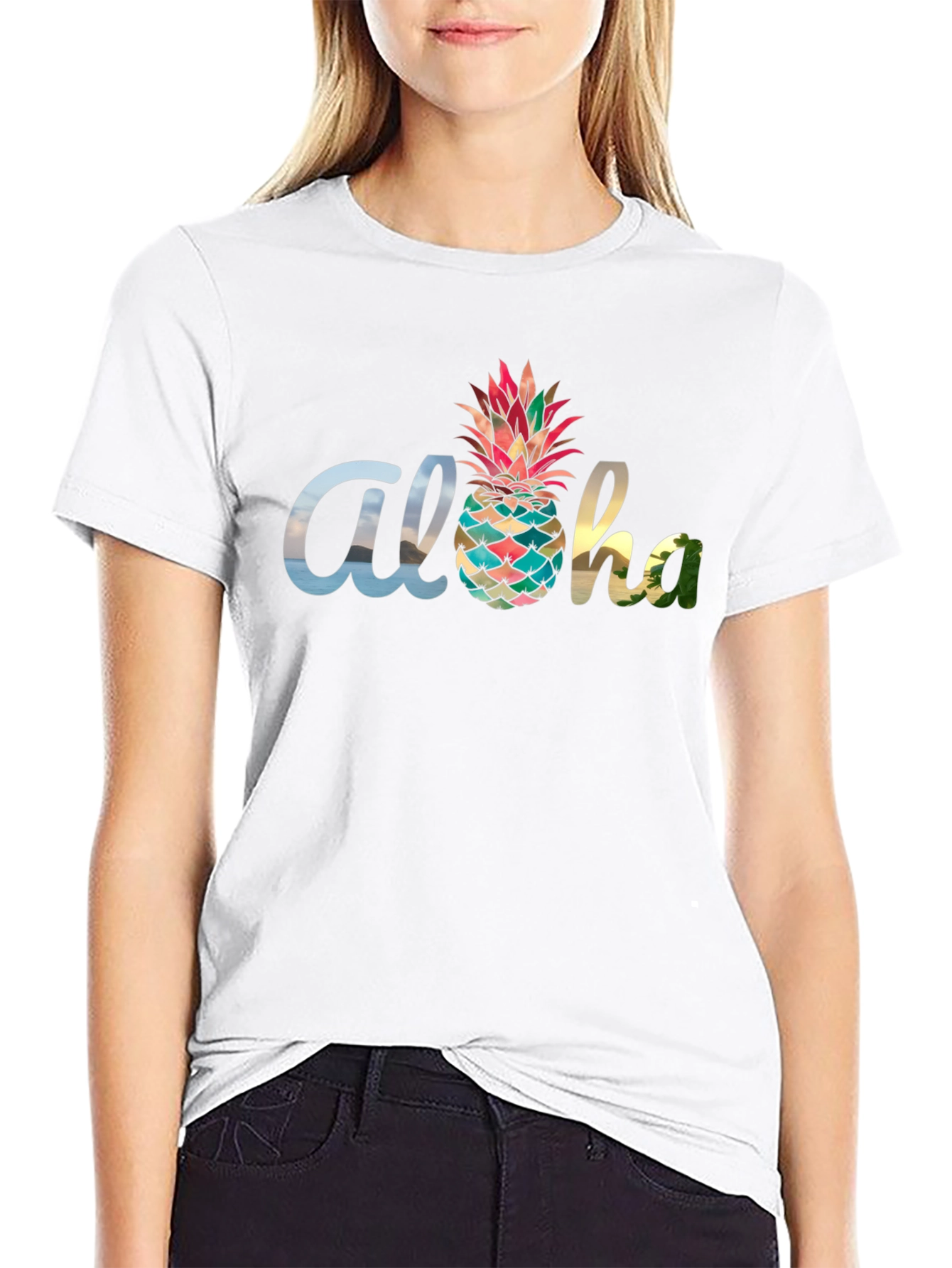 Aloha Pineapple Graphic Black T-Shirt