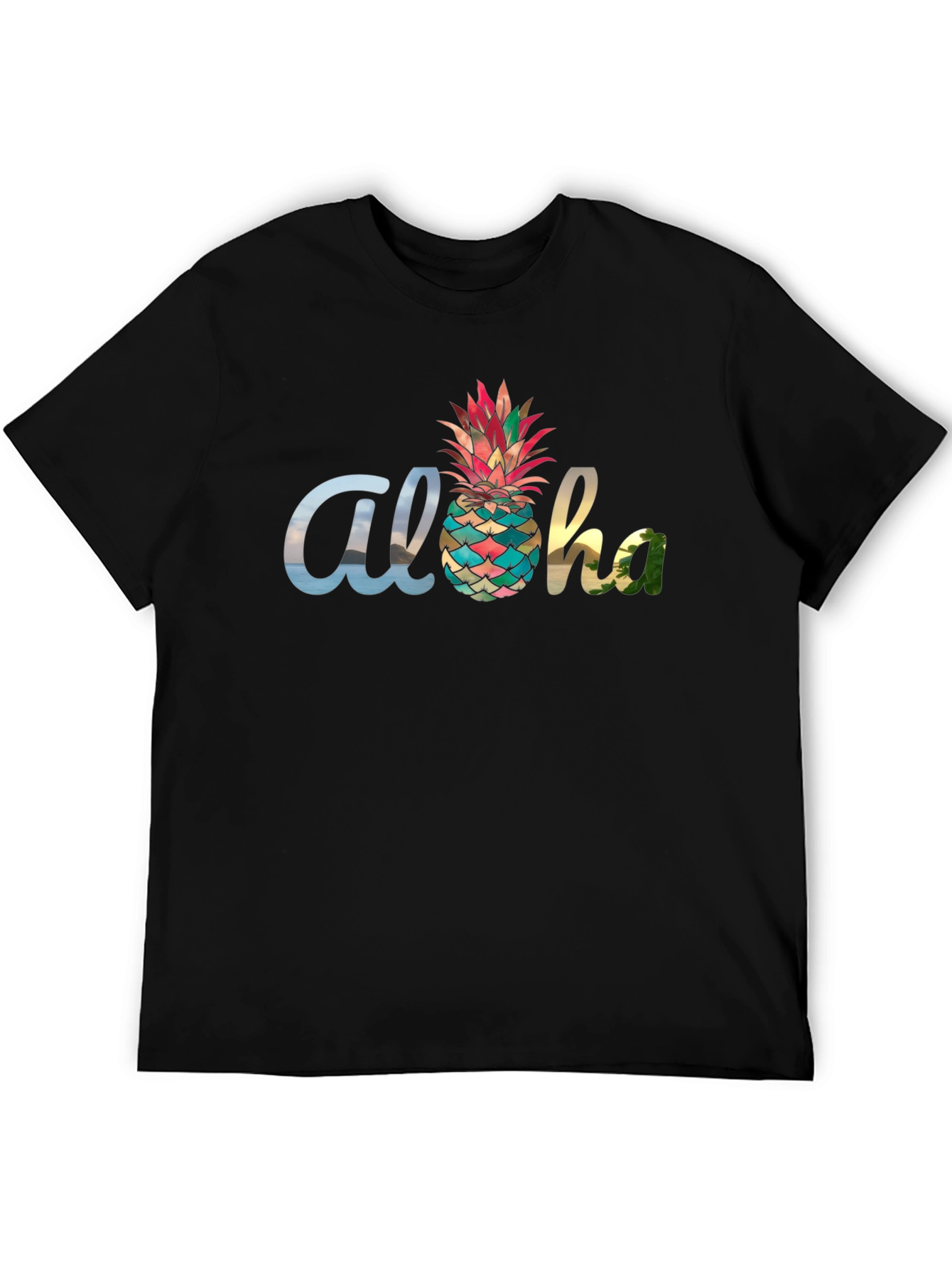 Aloha Pineapple Graphic Black T-Shirt