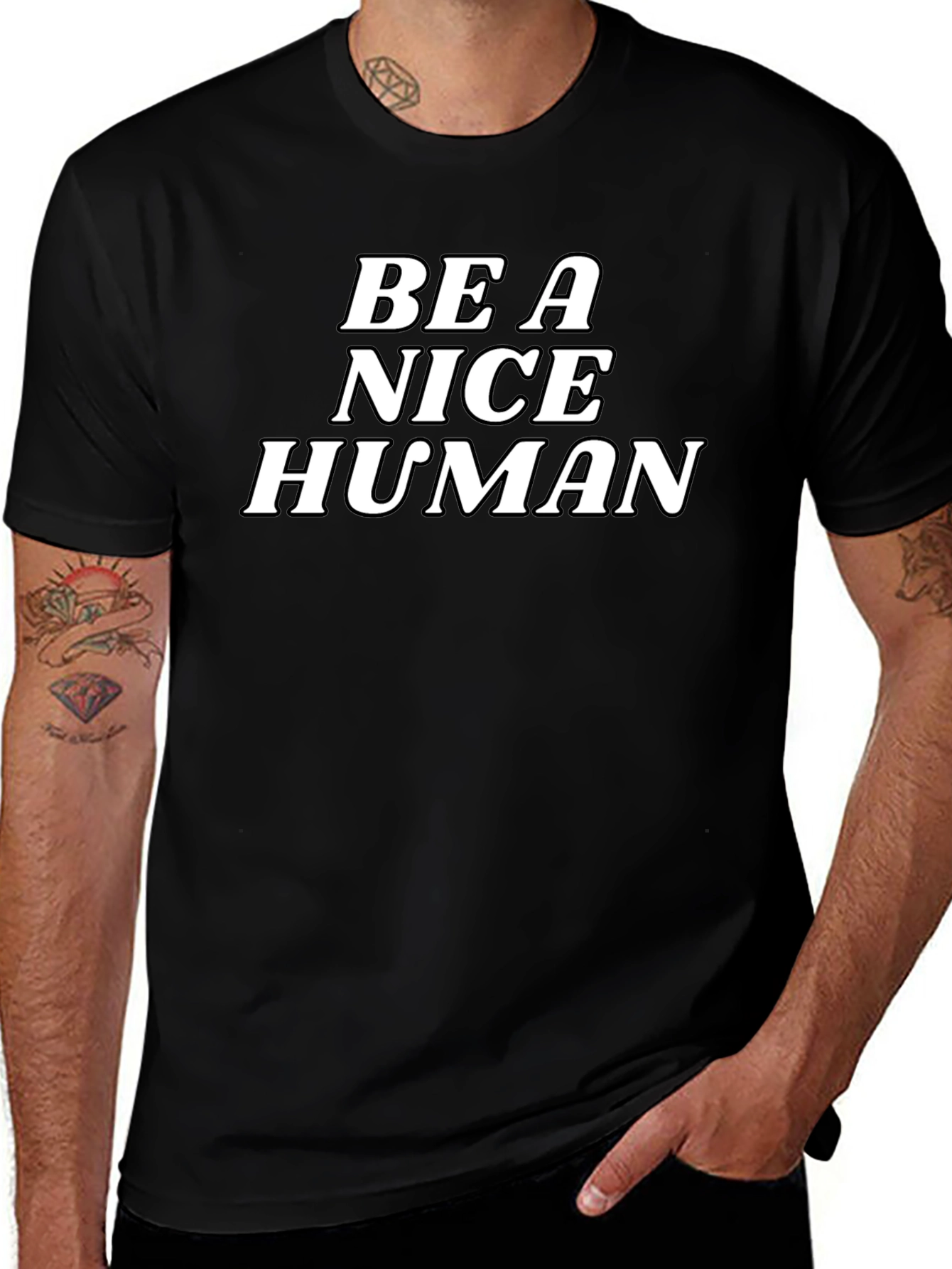 Be a Nice Human Graphic Tee - Black