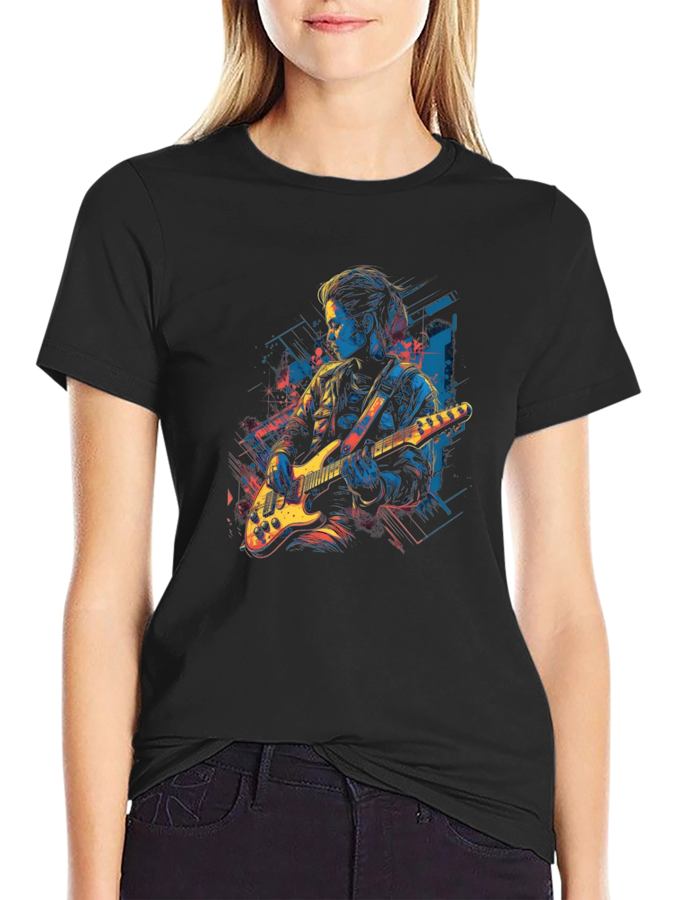 Guitar Player Graphic Black Tee