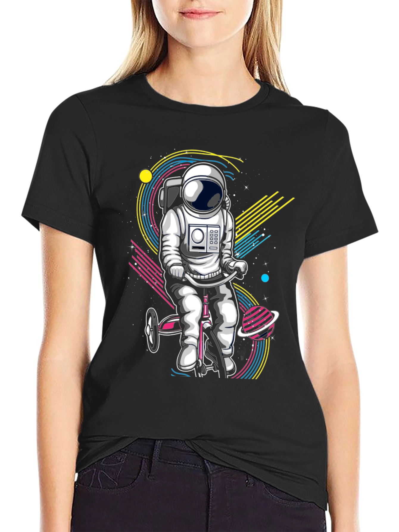 Astronaut on Tricycle Graphic T-Shirt