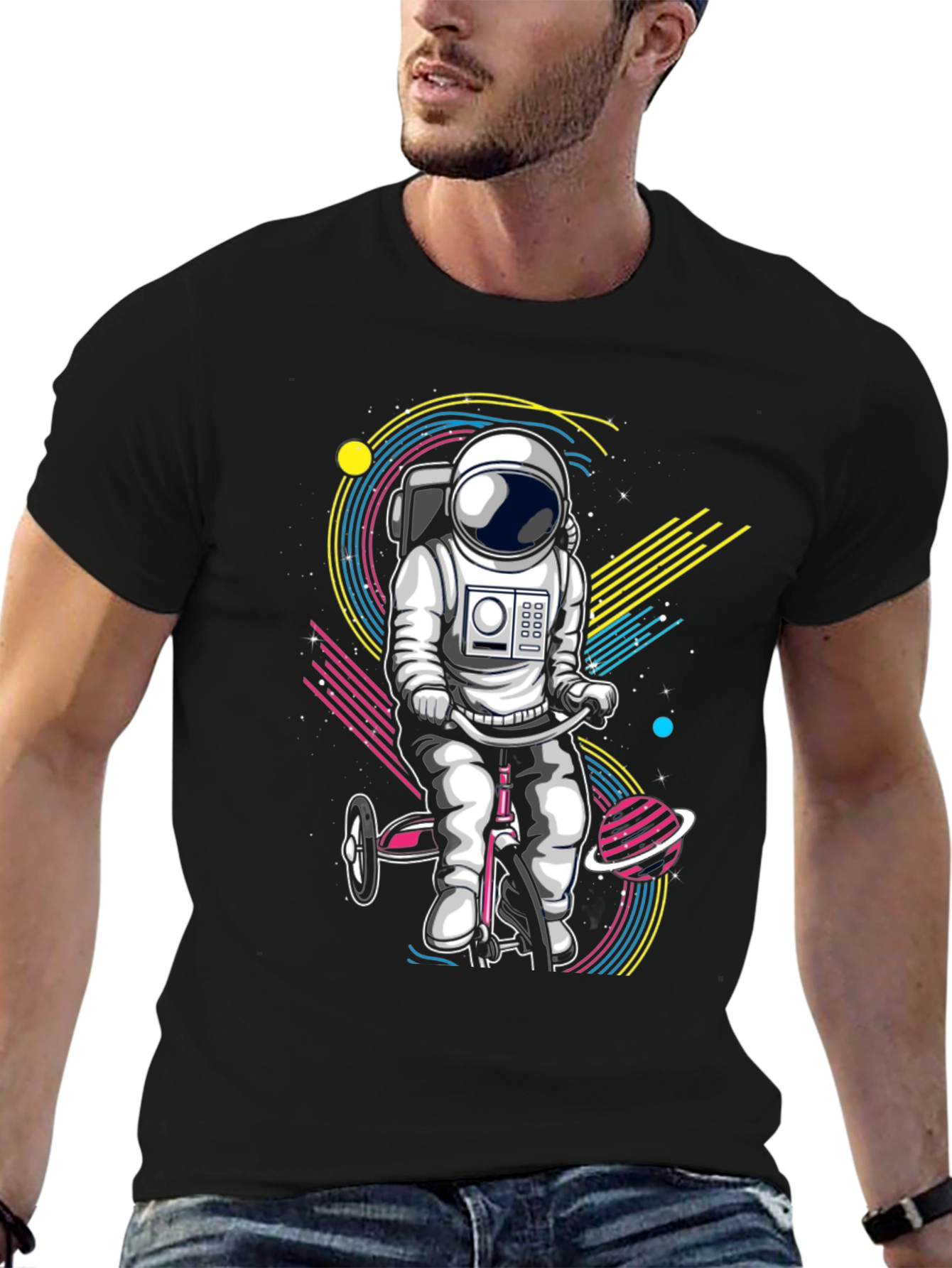 Astronaut on Tricycle Graphic T-Shirt