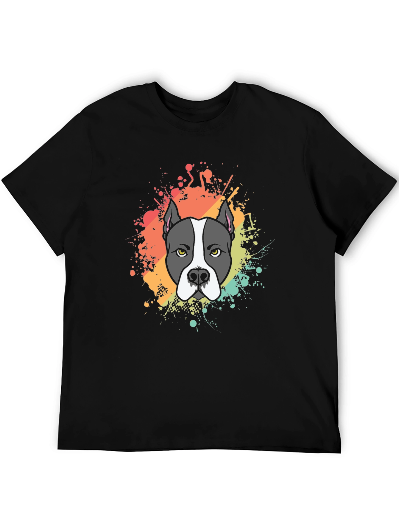Pitbull Dog Graphic Print Black T-Shirt