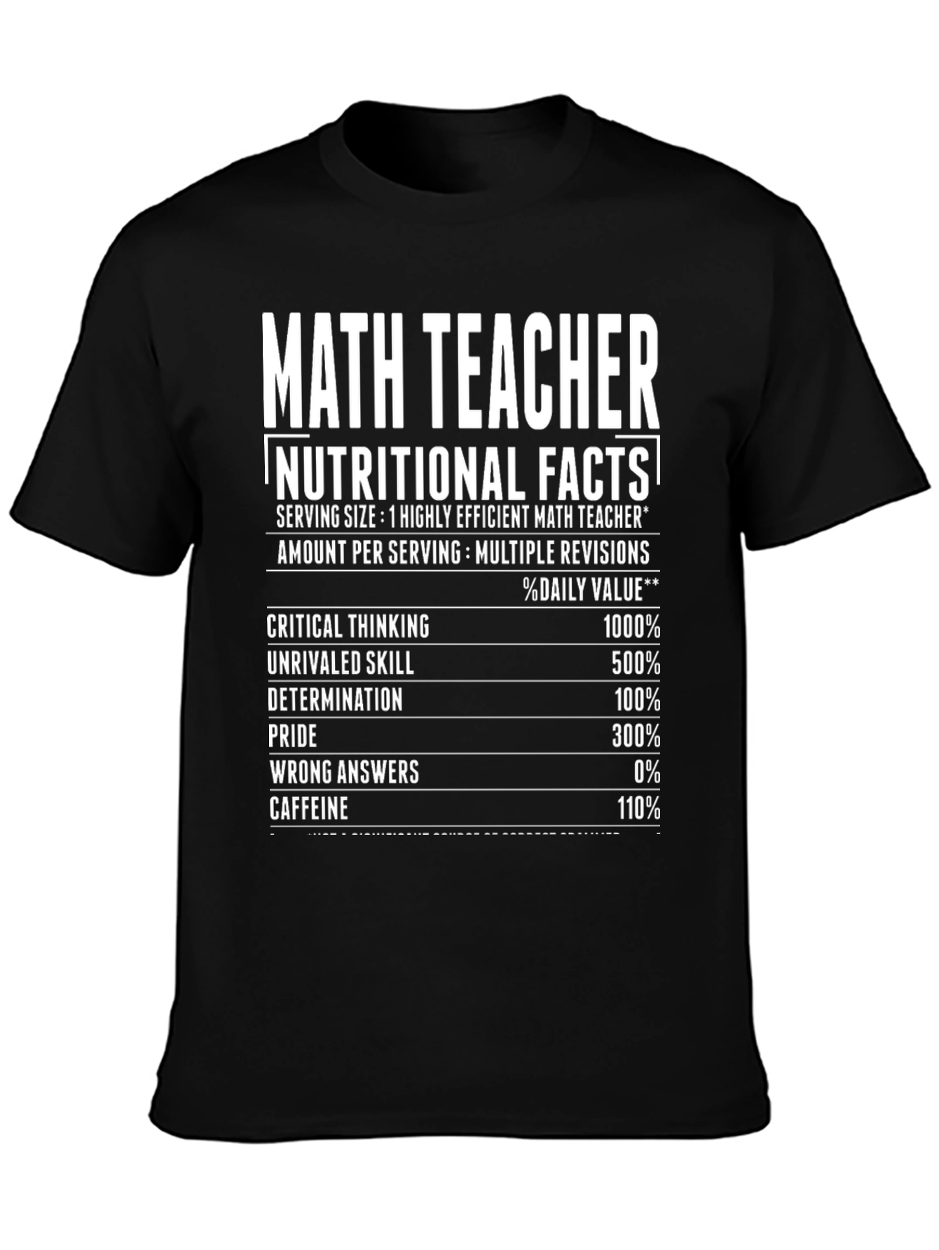 Math Teacher Nutritional Facts Funny T-Shirt