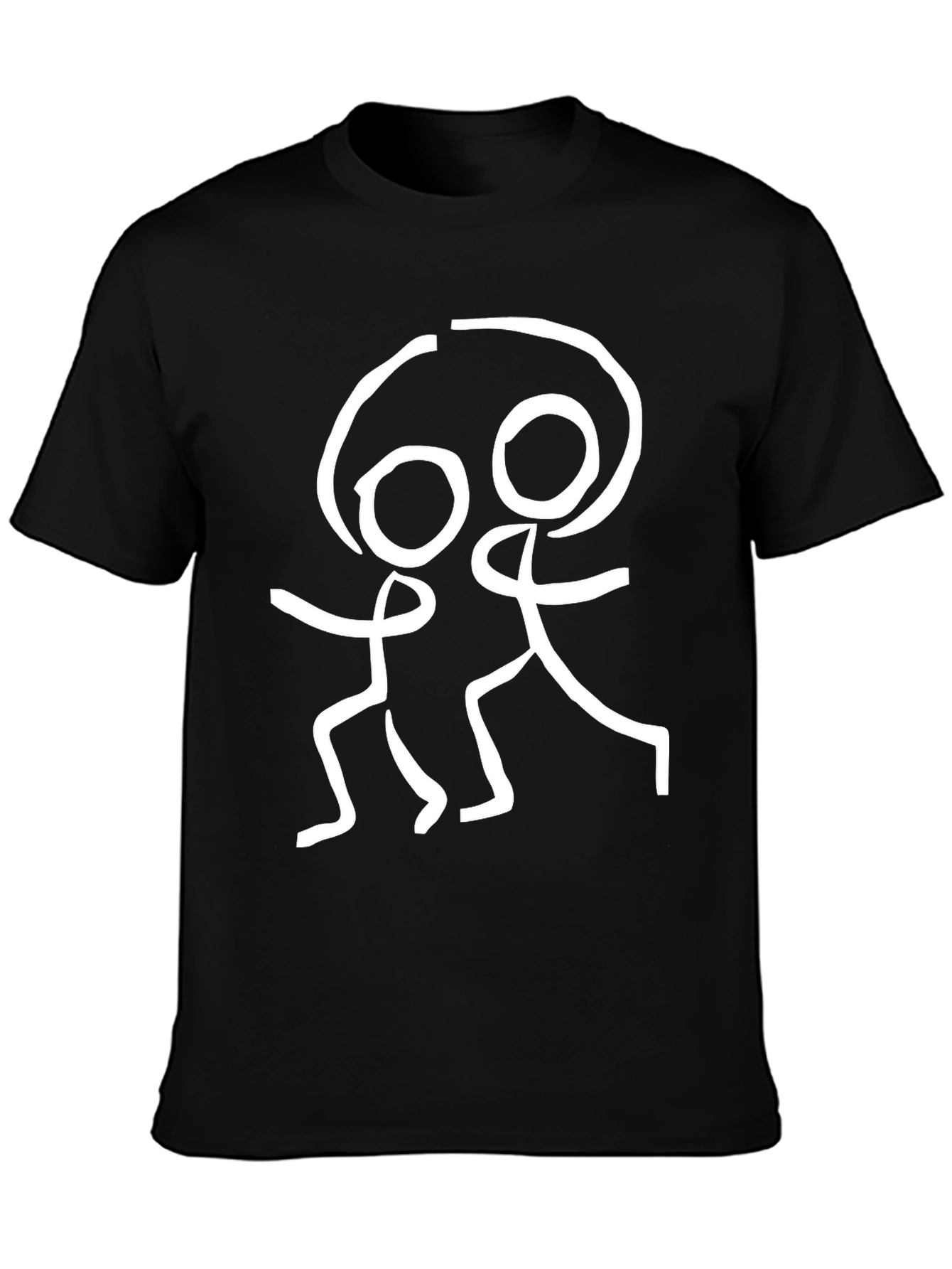 Stick Figure Graphic Tee - Black Cotton Blend