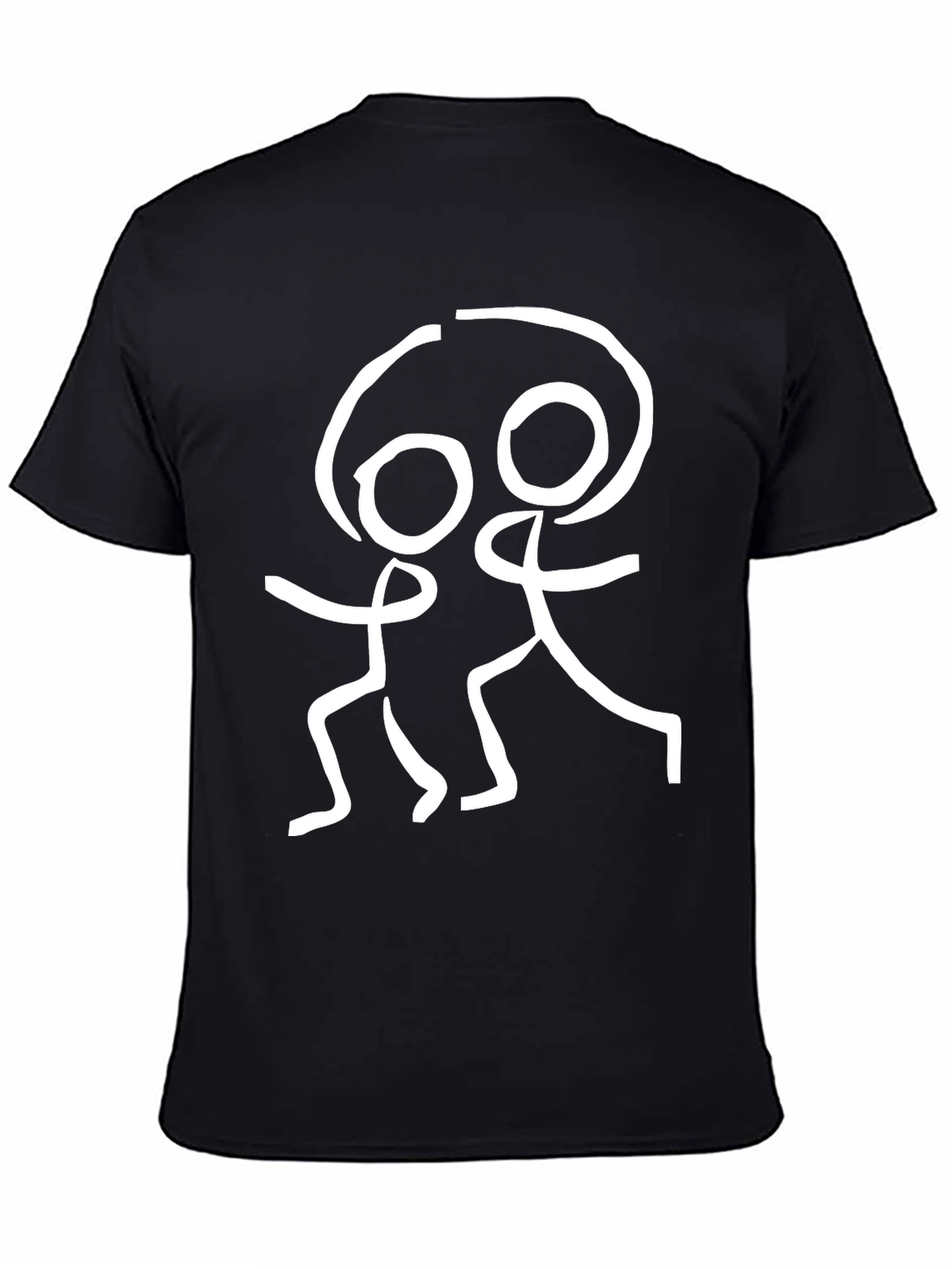 Stick Figure Graphic Tee - Black Cotton Blend