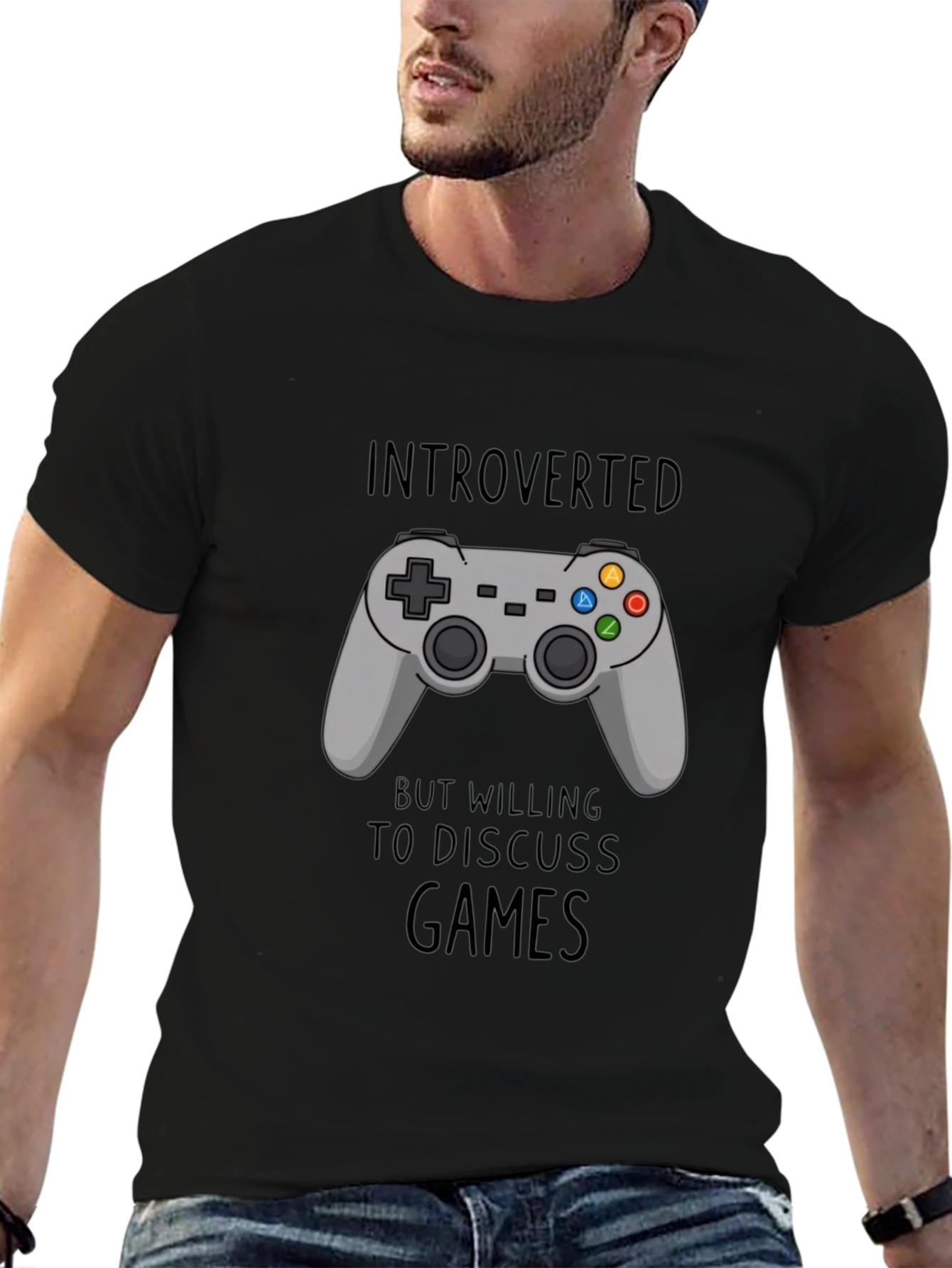 Introverted Gamer T-Shirt - Black - Controller Design