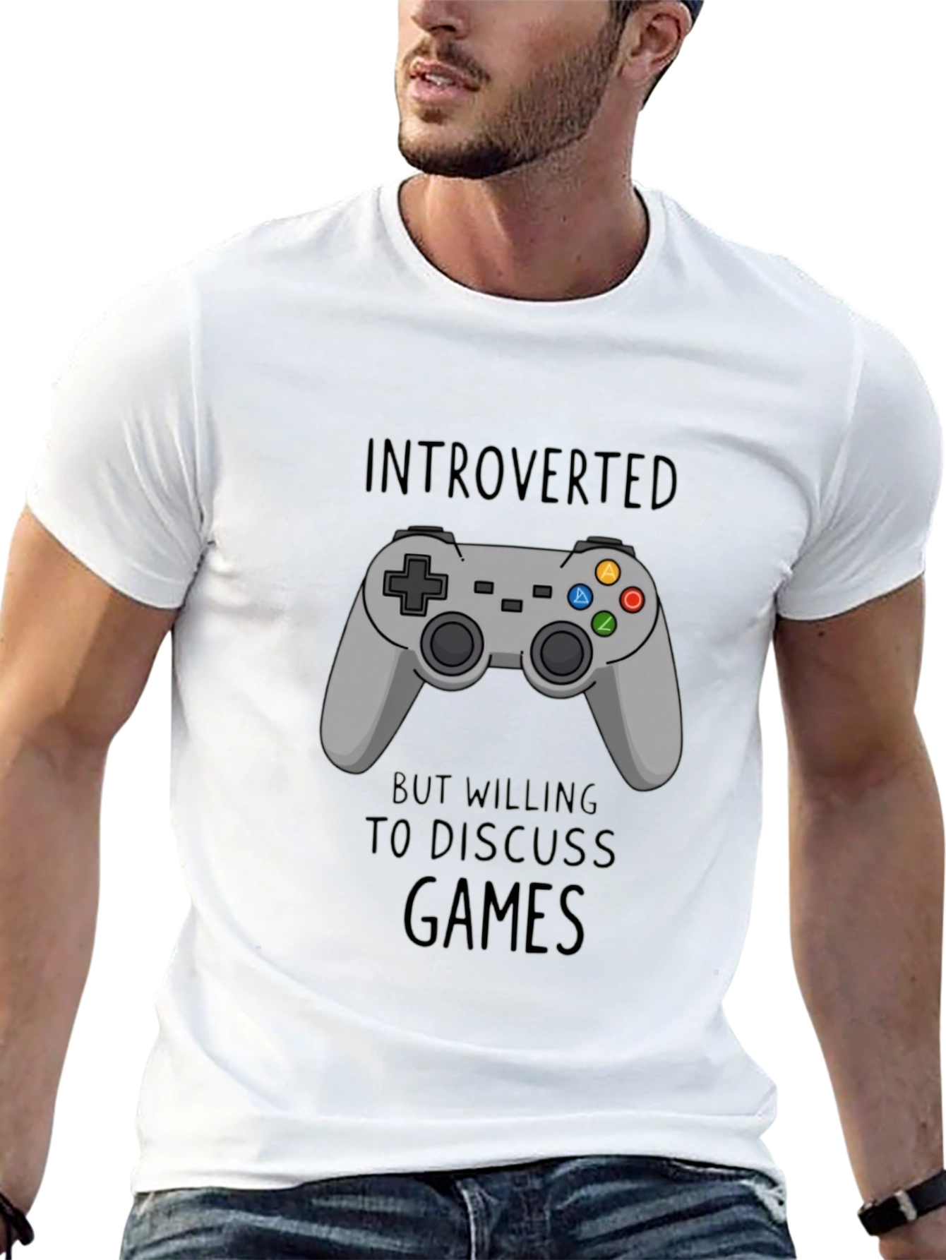 Introverted Gamer T-Shirt - Black - Controller Design