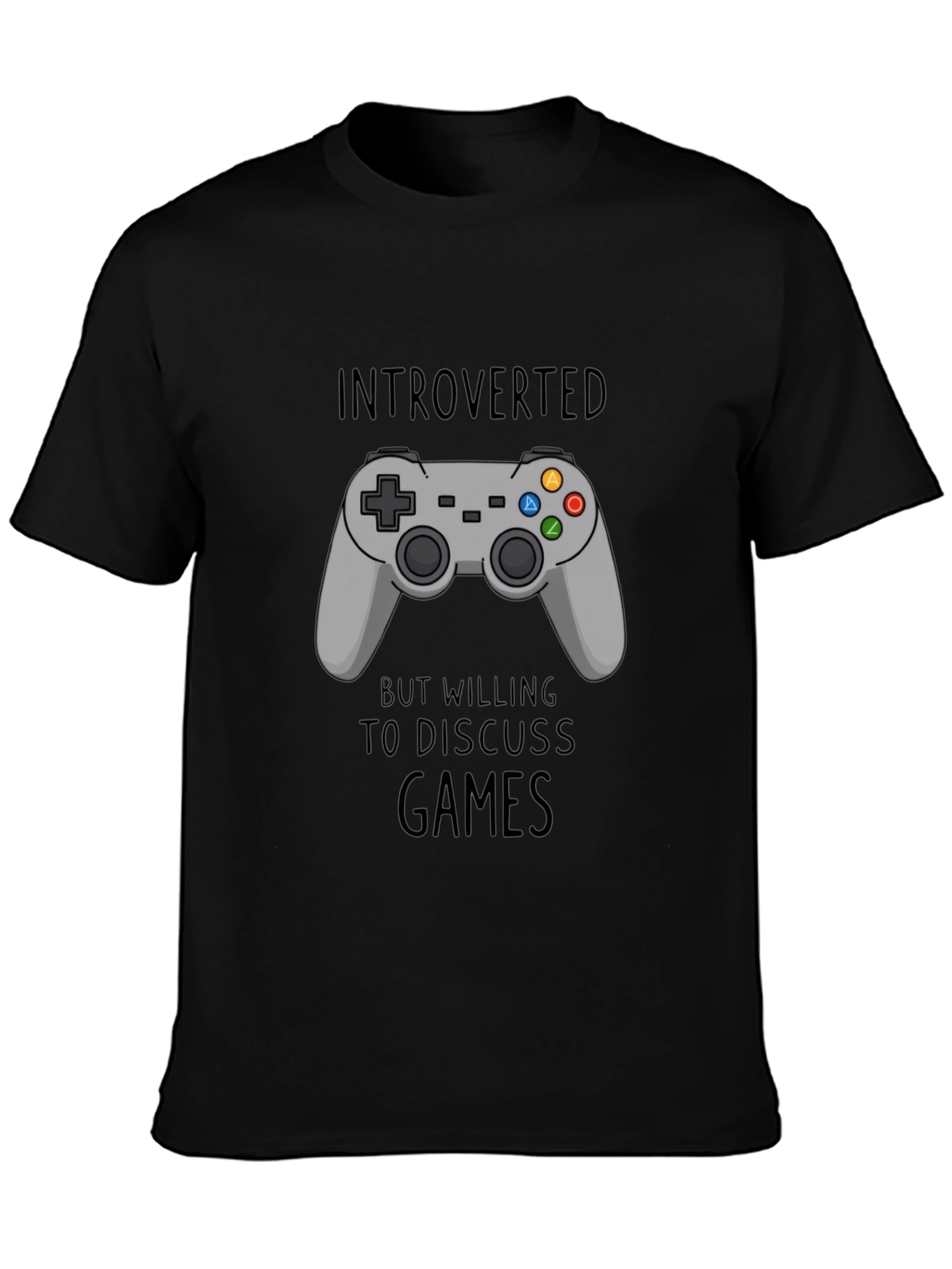 Introverted Gamer T-Shirt - Black - Controller Design
