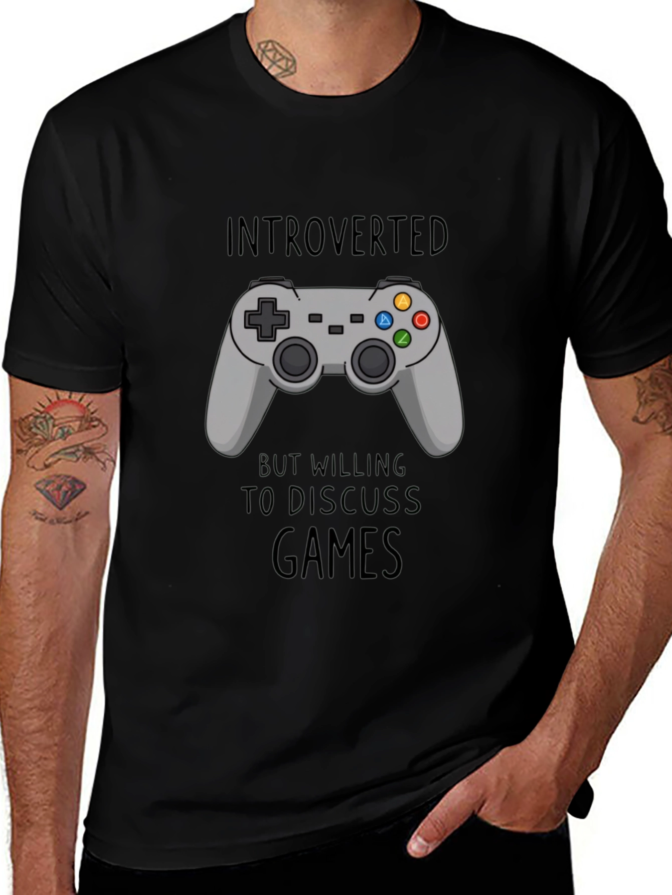 Introverted Gamer T-Shirt - Black - Controller Design