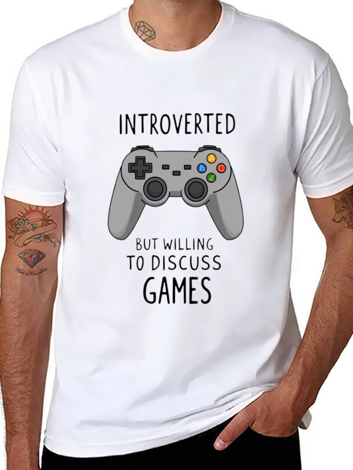 Introverted Gamer T-Shirt - Black - Controller Design