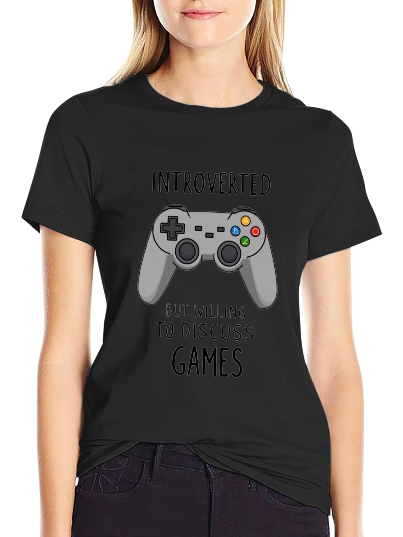 Introverted Gamer T-Shirt - Black - Controller Design