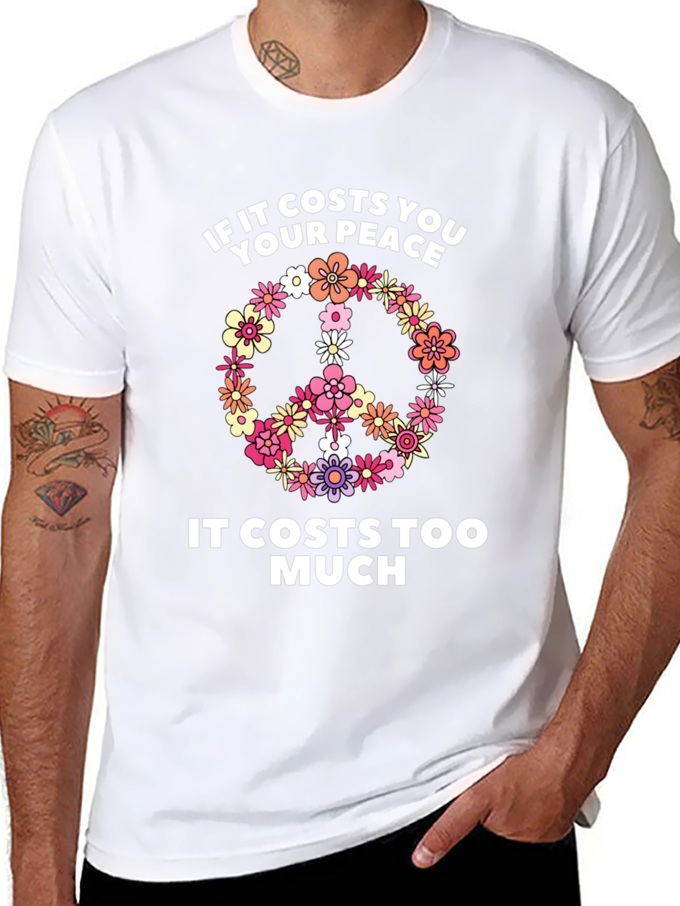 Peace Sign Flower Graphic T-Shirt