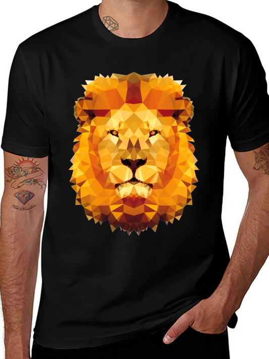 Geometric Lion Graphic Tee - Modern Style