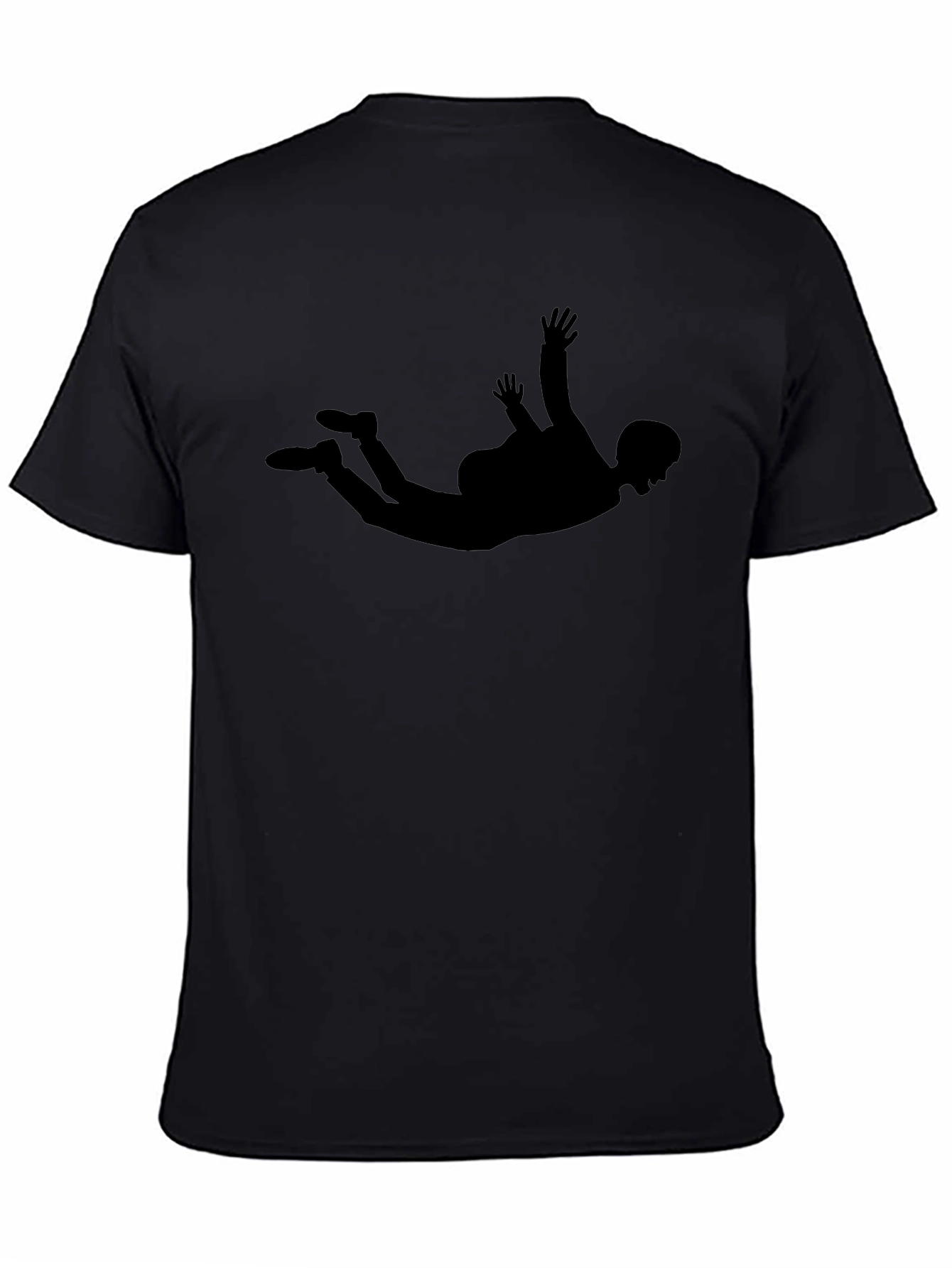 Skydiving Silhouette Graphic Tee - Black Casual T-Shirt