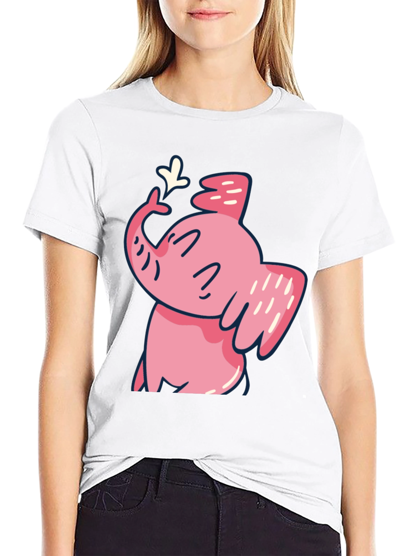 Cute Pink Elephant Graphic T-Shirt