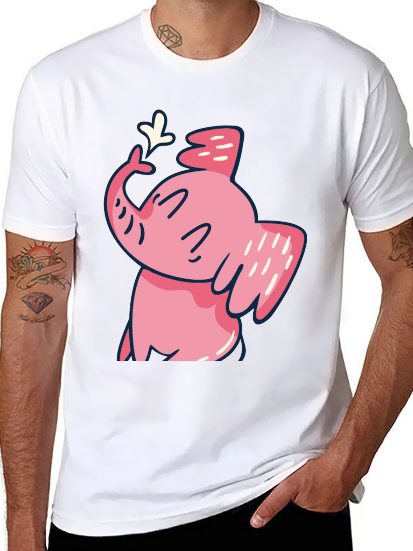 Cute Pink Elephant Graphic T-Shirt