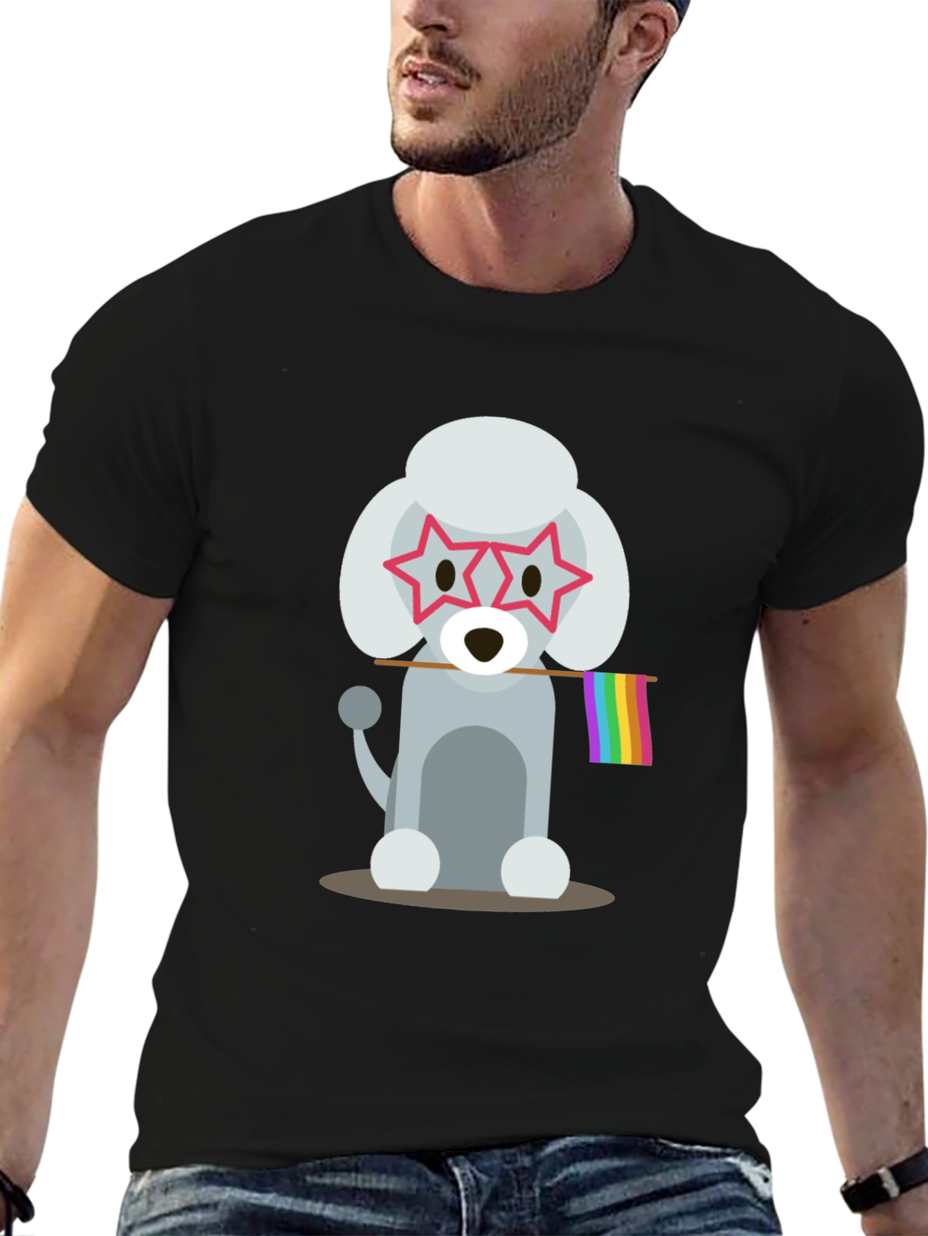 Poodle Pride Graphic Tee - Star Glasses Rainbow Flag