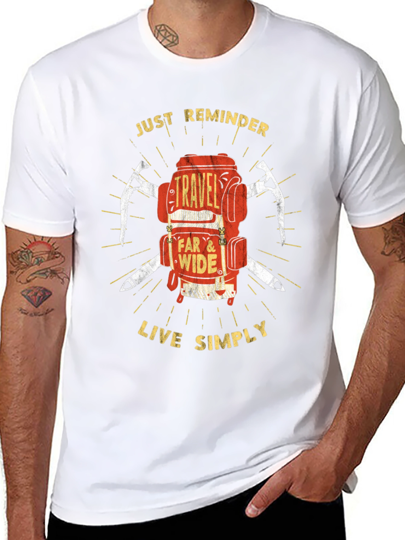Travel Backpack T-Shirt: Just Reminder - Live Simply