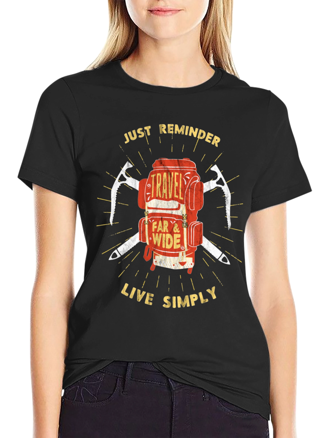Travel Backpack T-Shirt: Just Reminder - Live Simply