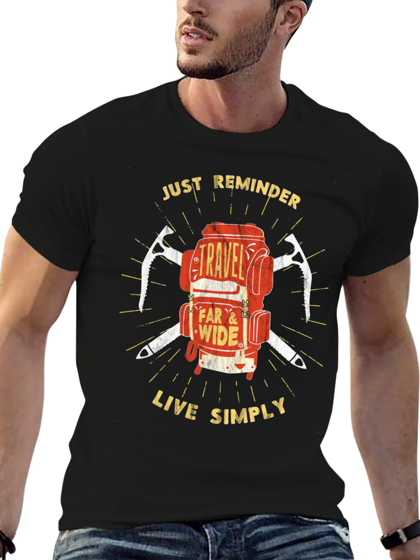 Travel Backpack T-Shirt: Just Reminder - Live Simply