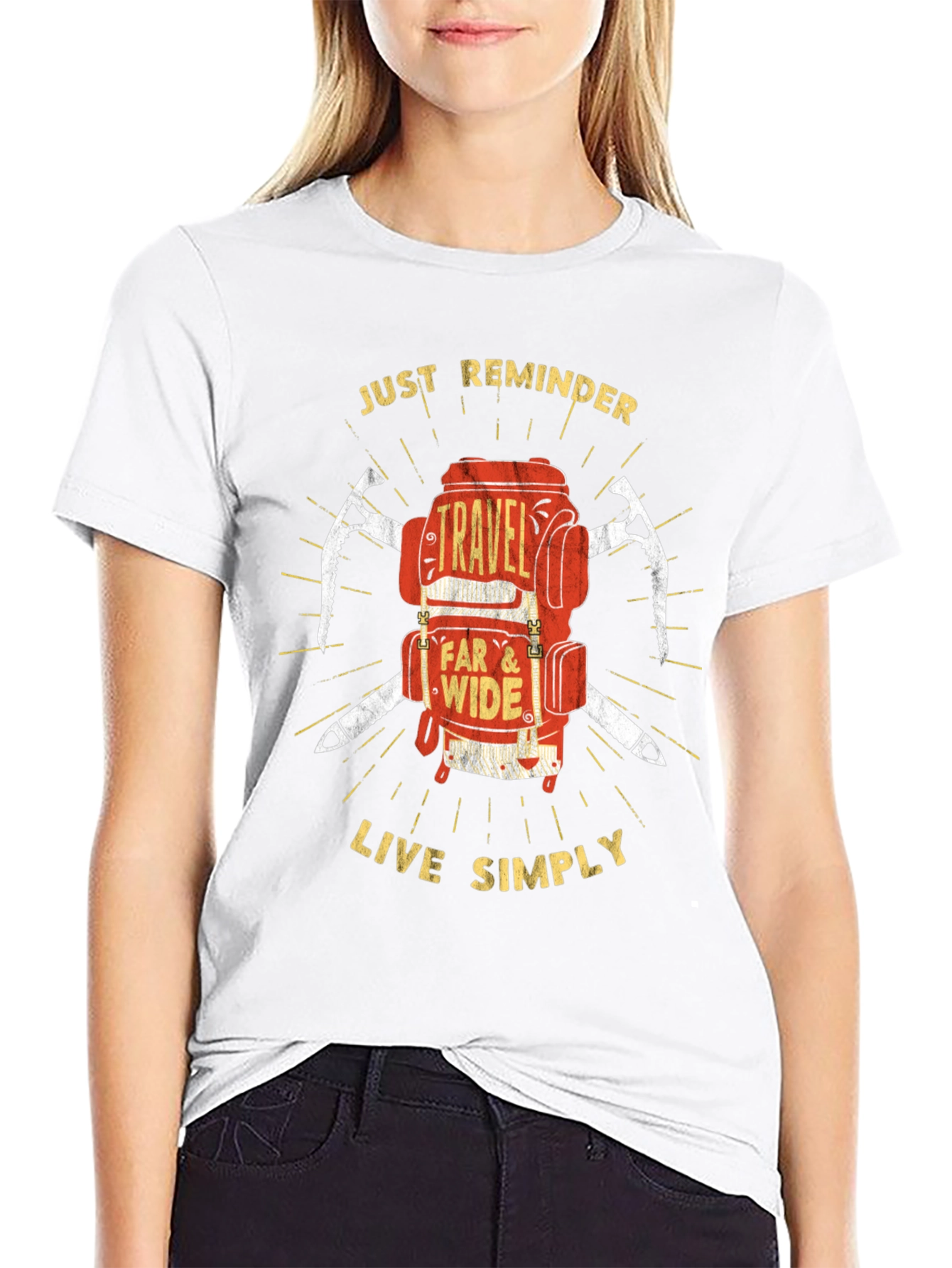 Travel Backpack T-Shirt: Just Reminder - Live Simply