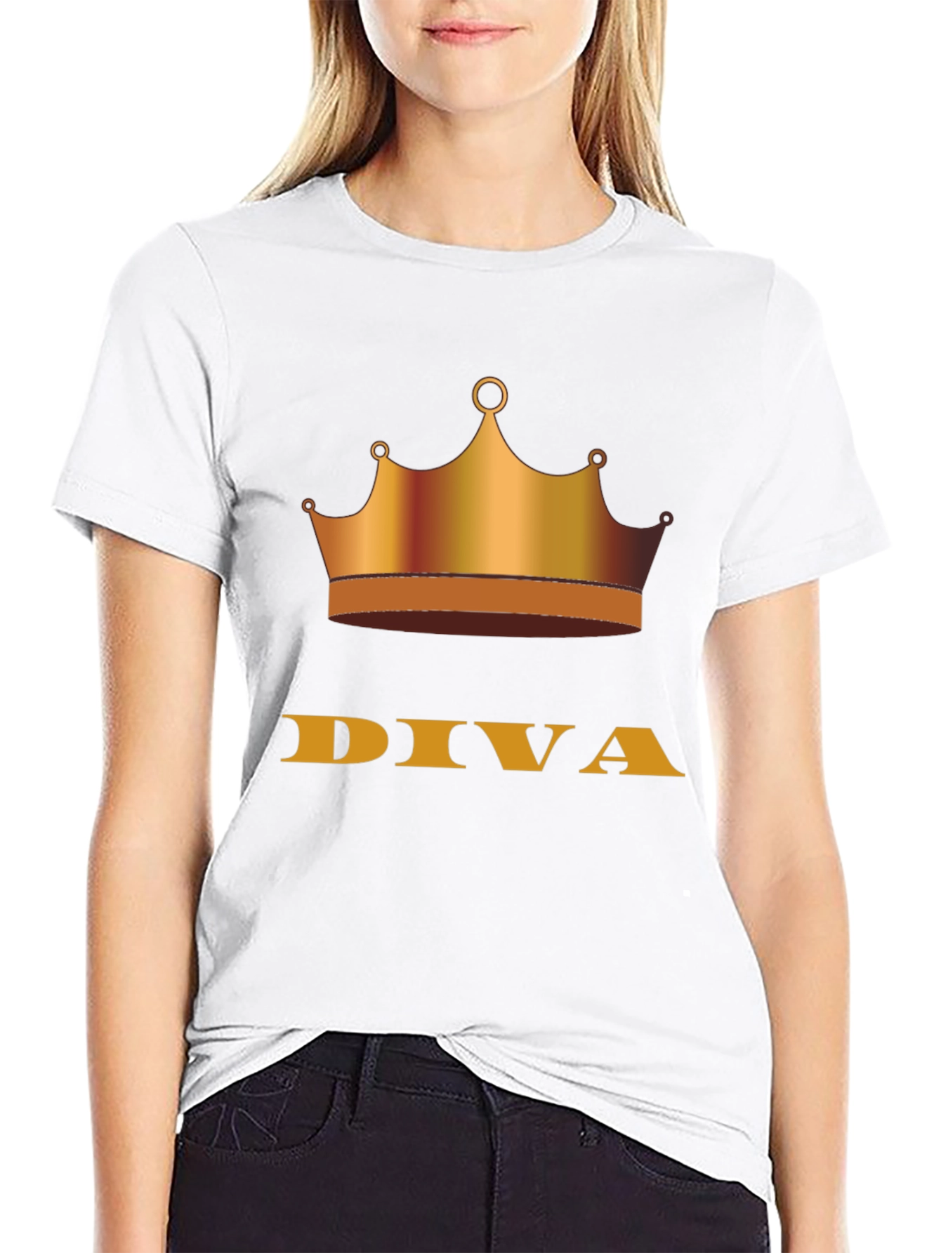 Diva Crown Graphic Tee - Stylish Black T-Shirt