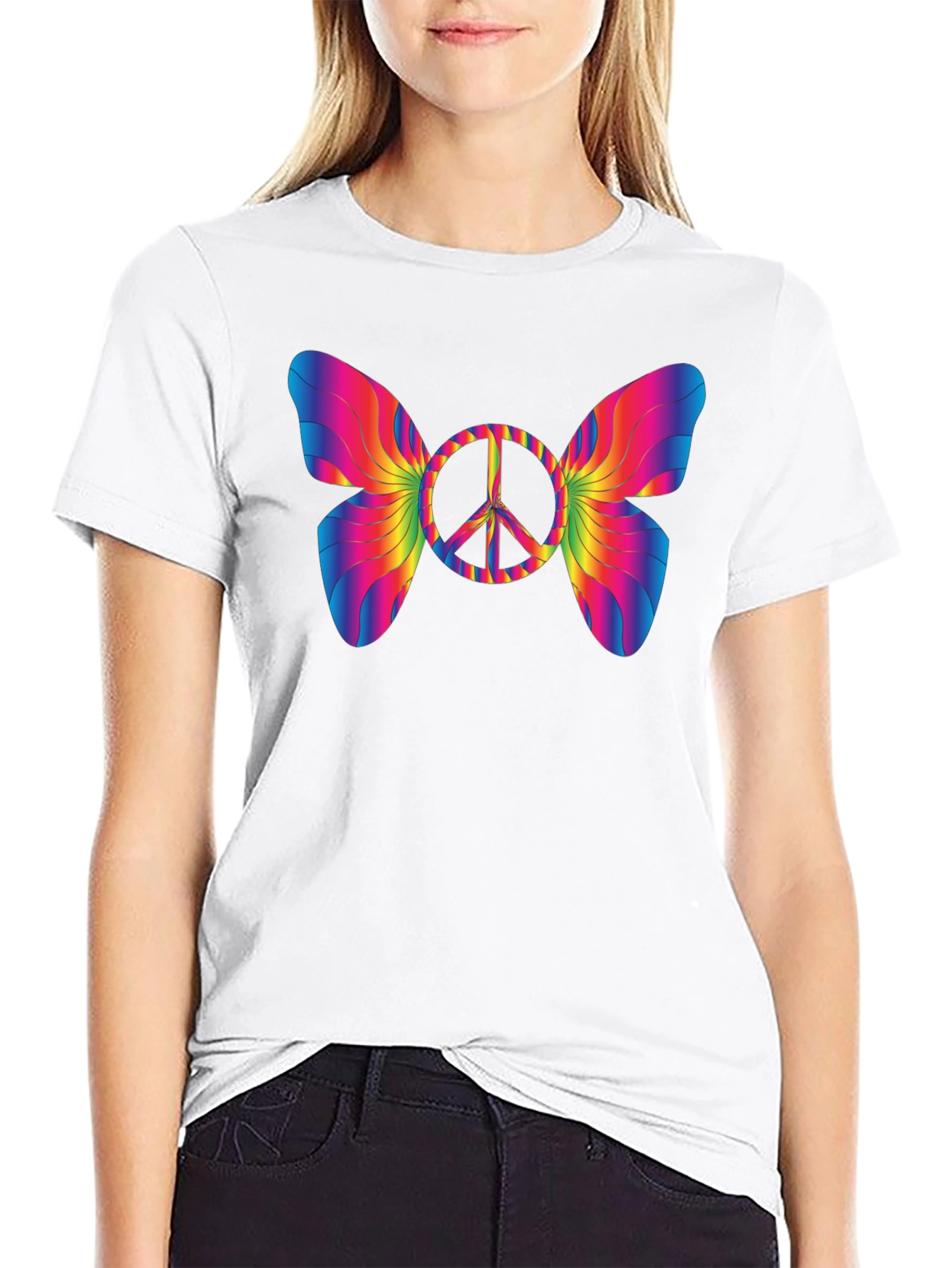Peace Butterfly Graphic T-Shirt