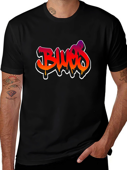 Blues Graffiti Style Graphic T-Shirt