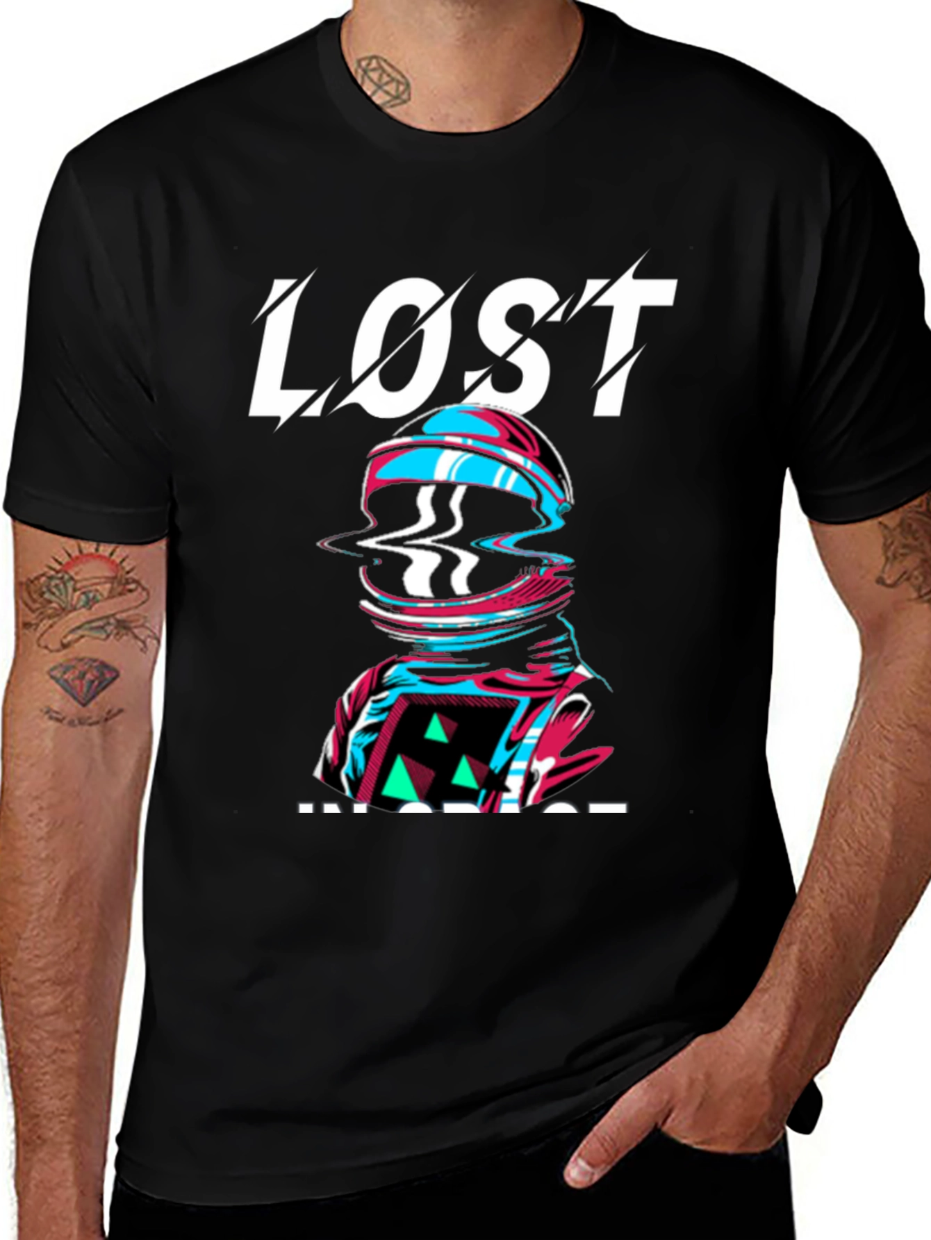 Lost Inside Graphic Print Black T-Shirt
