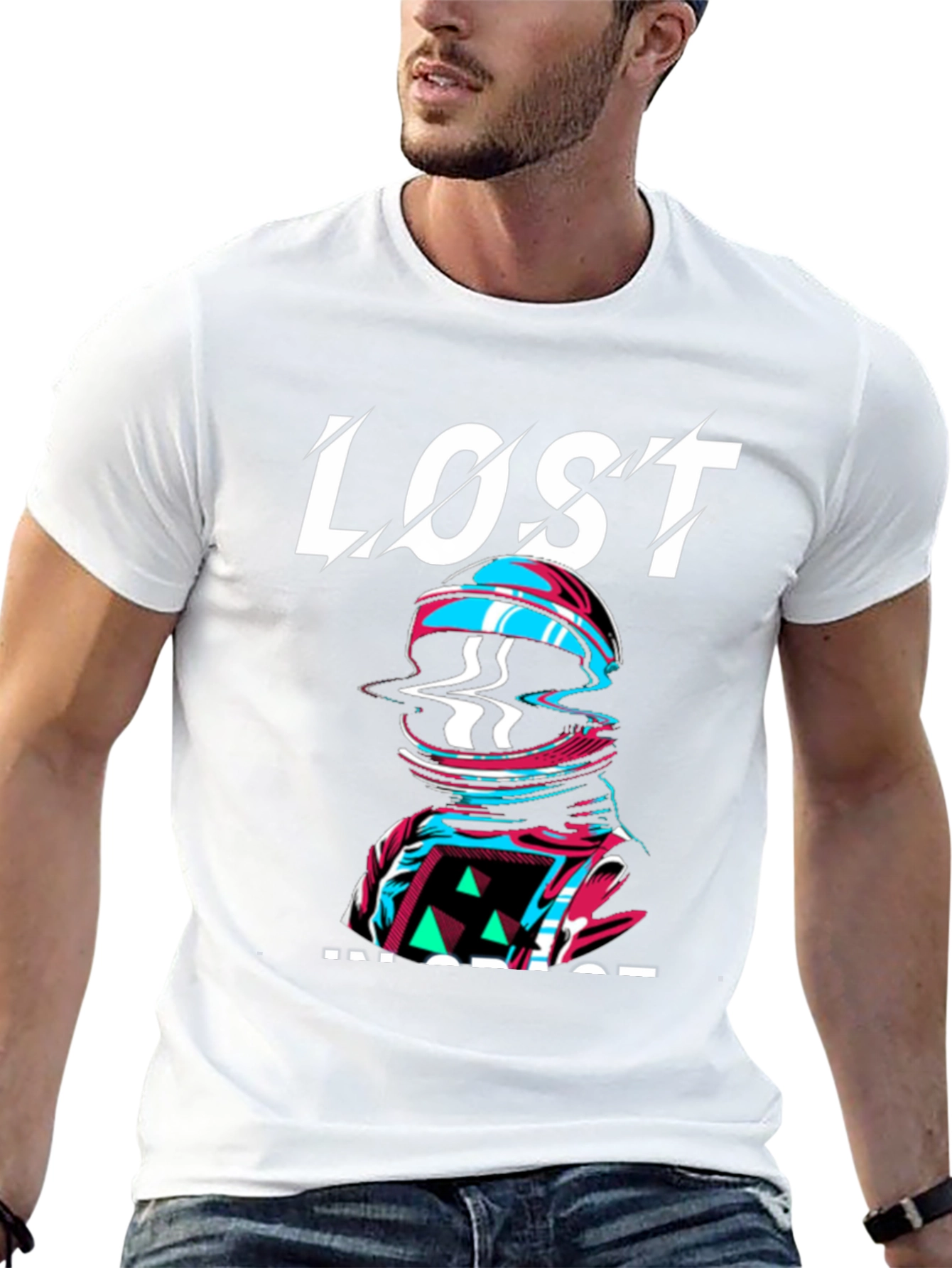 Lost Inside Graphic Print Black T-Shirt