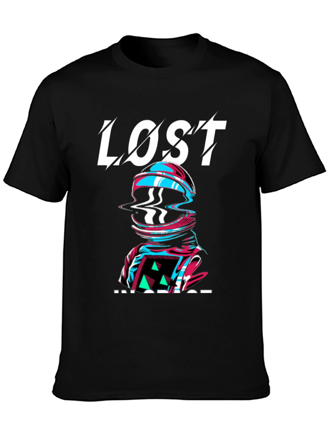 Lost Inside Graphic Print Black T-Shirt