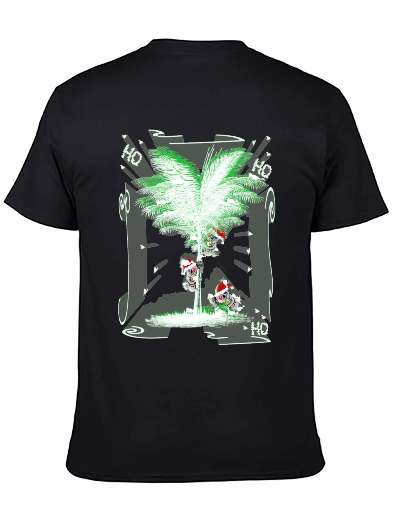 Tropical Christmas Tee with Santa Skeleton Design