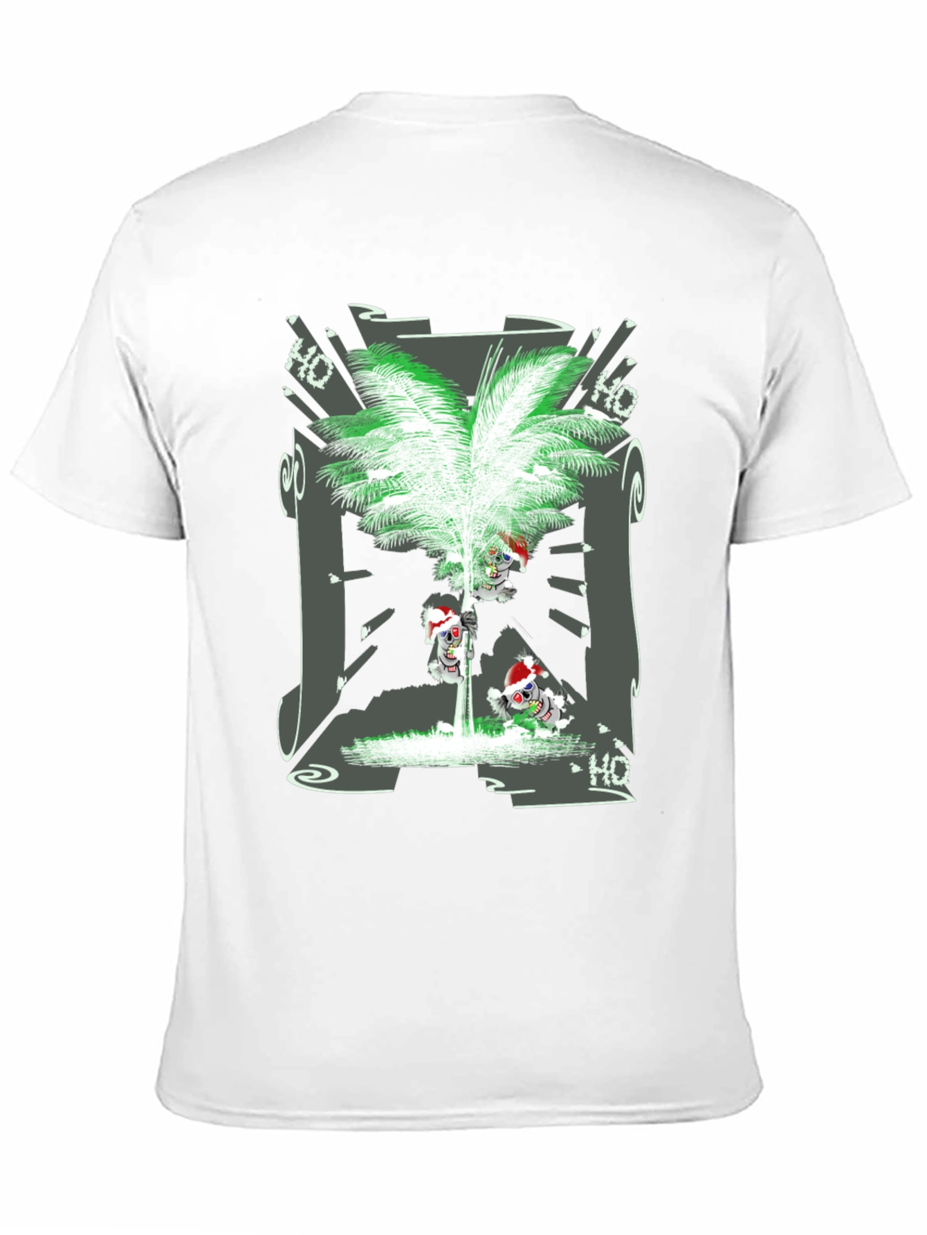 Tropical Christmas Tee with Santa Skeleton Design