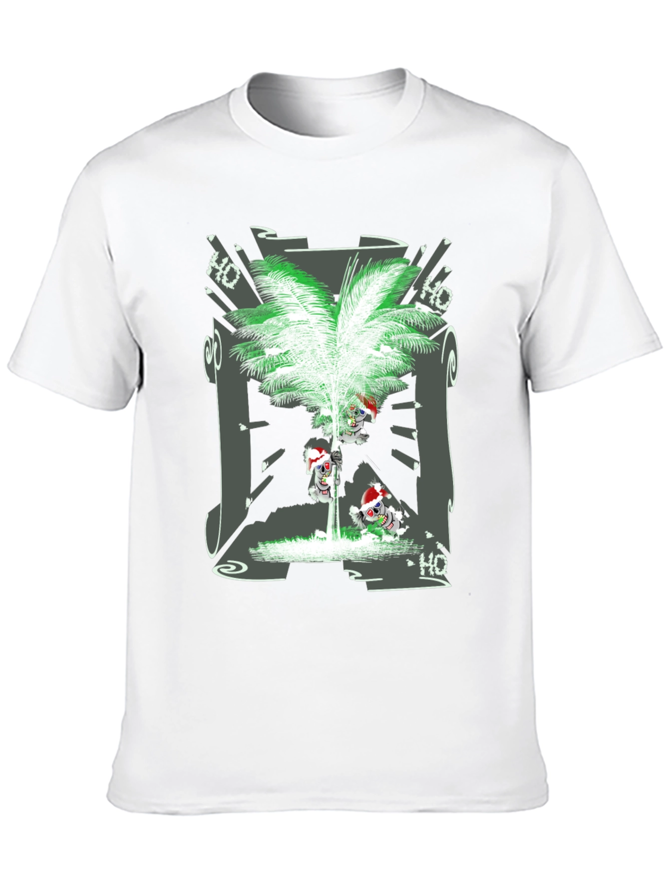 Tropical Christmas Tee with Santa Skeleton Design