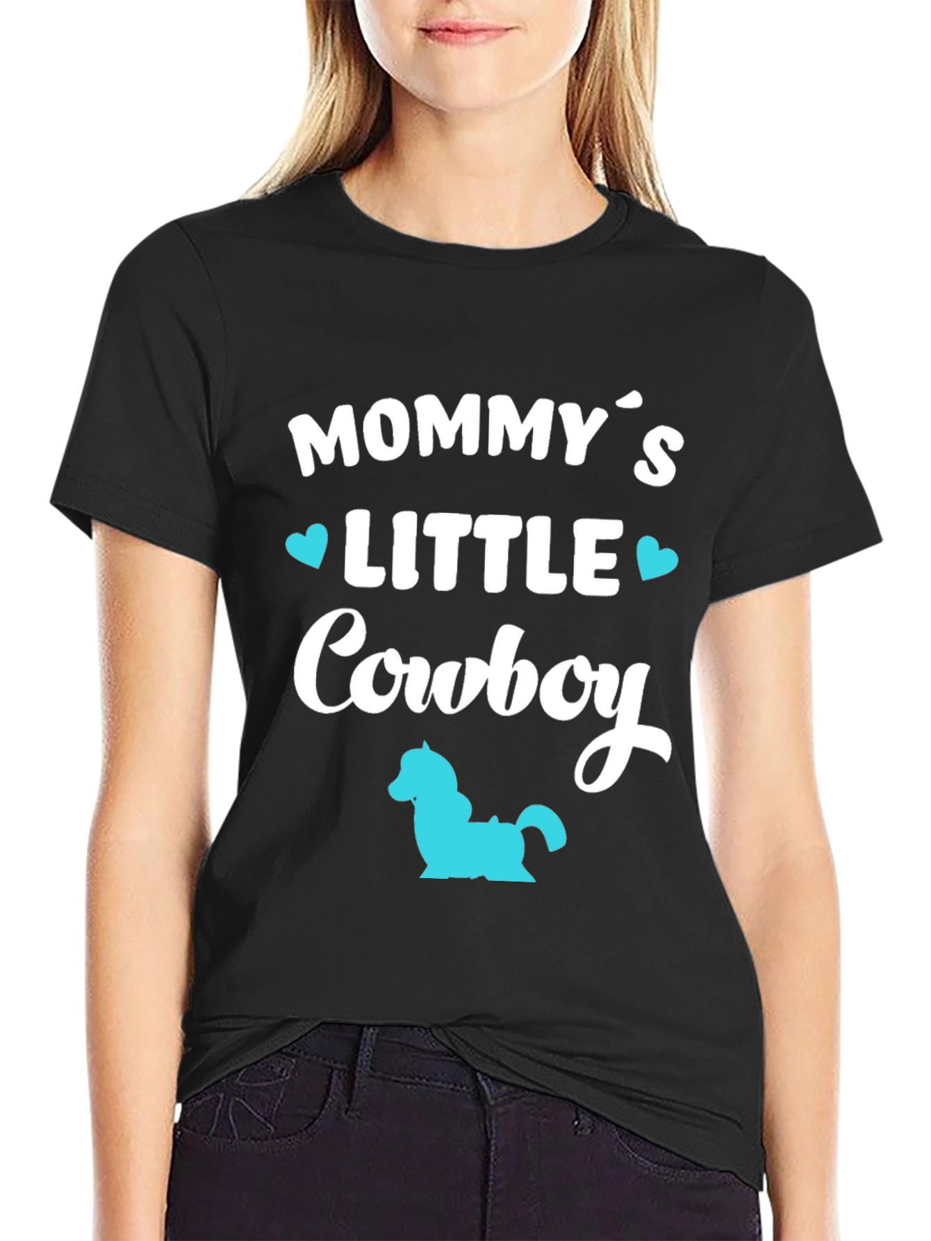 Mommys Little Cowboy - Black T-Shirt