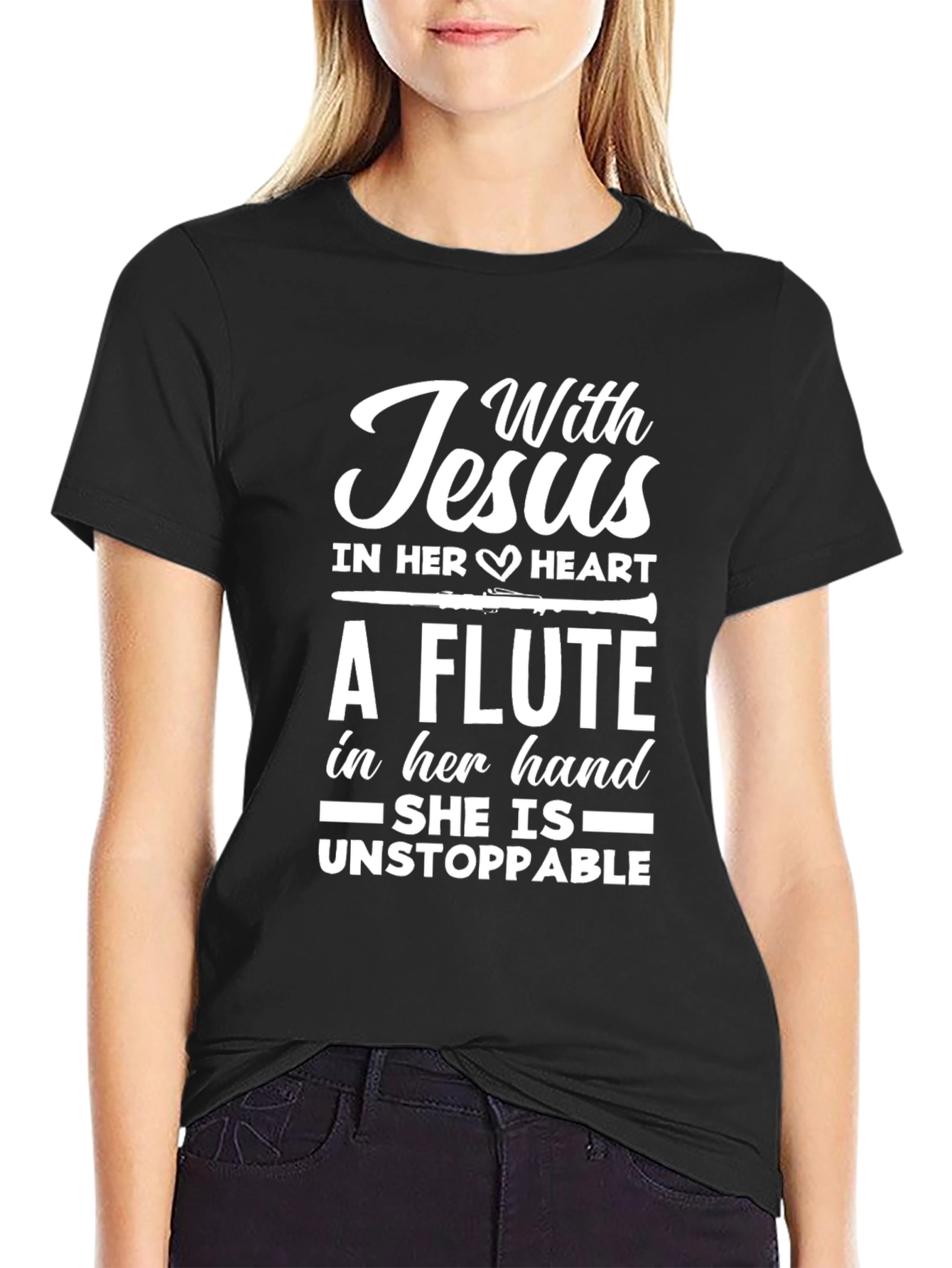 With Jesus Flute T-Shirt