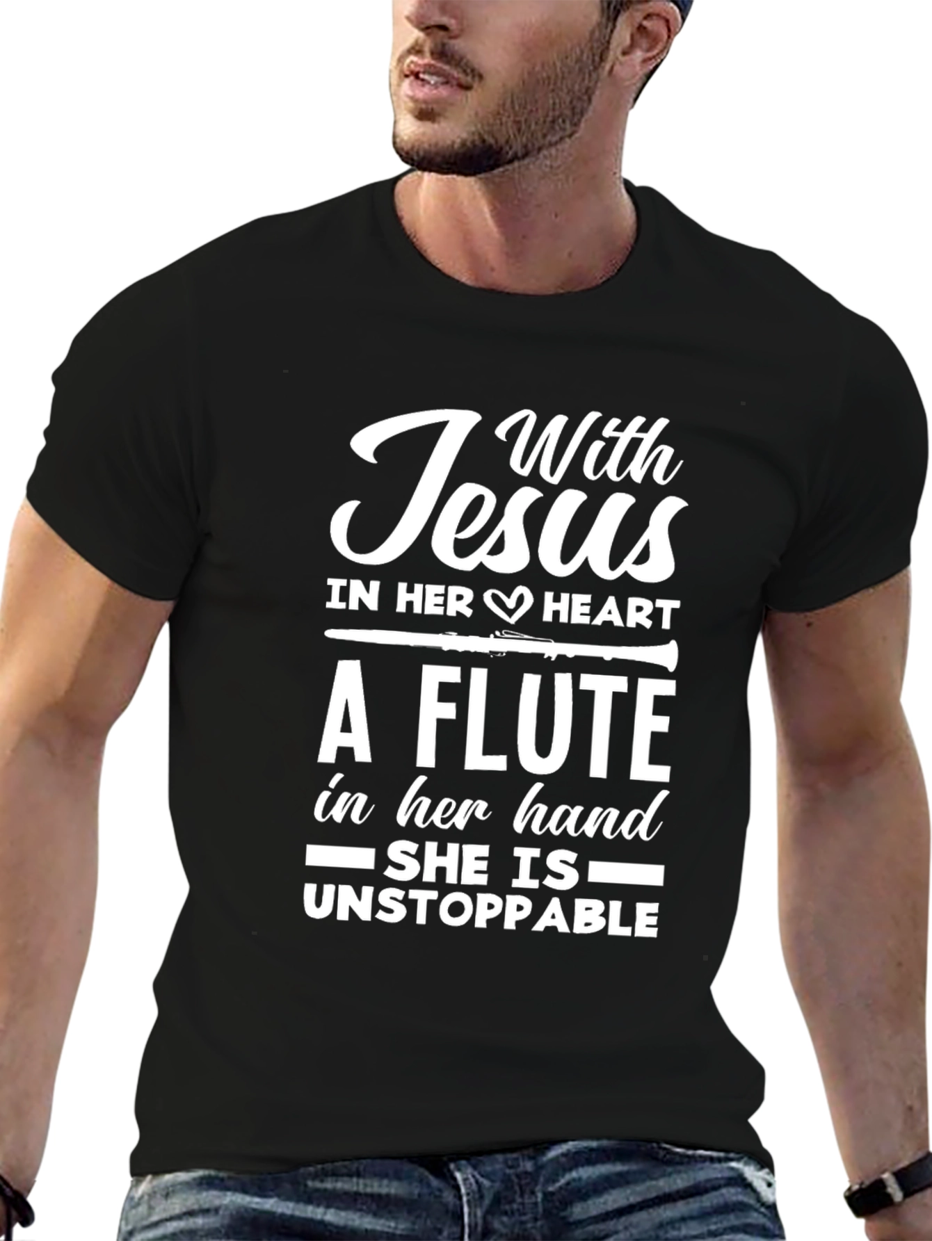 With Jesus Flute T-Shirt