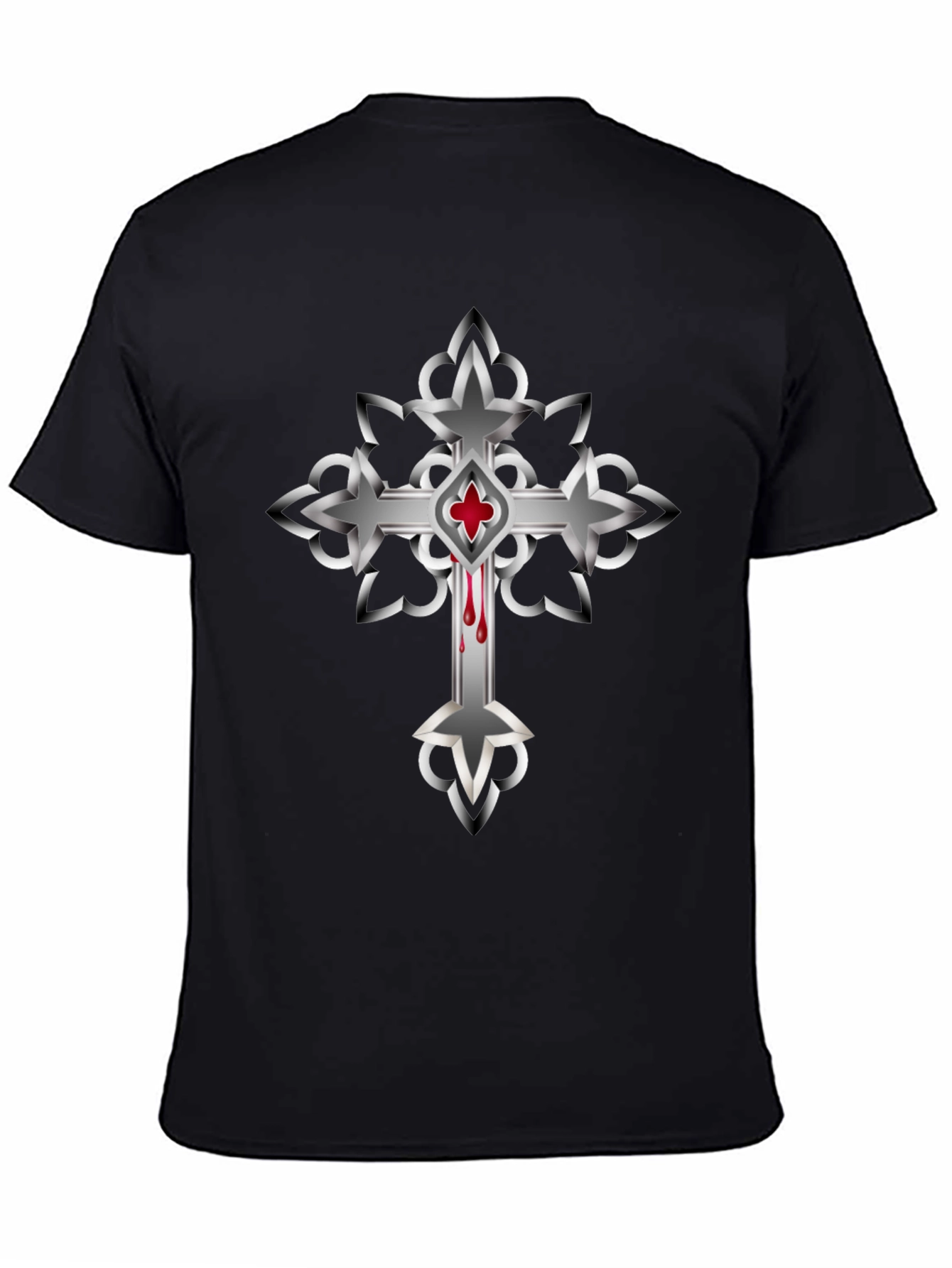 Gothic Cross Graphic T-Shirt - Mens Black Tee