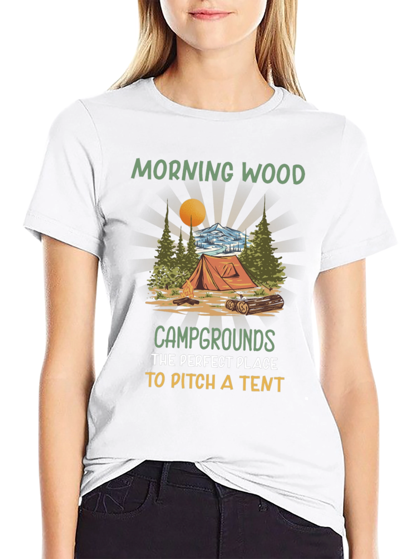 Morning Wood Camping T-Shirt: Pitch a Tent!