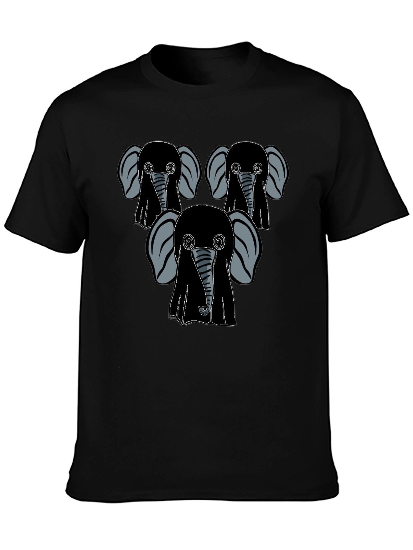 Elephant Graphic Print Mens Black T-Shirt